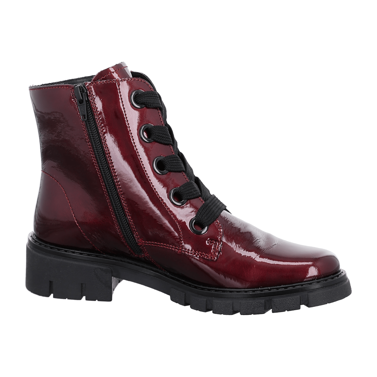 ARA DOVER Women's Ankle Boots in Red Patent Leather with Zipper Classic Style