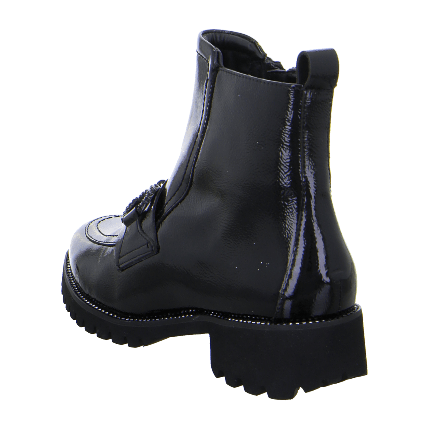 ARA Kent Ankle Boots Women's Black Patent Leather Pull-On Classic Round Toe