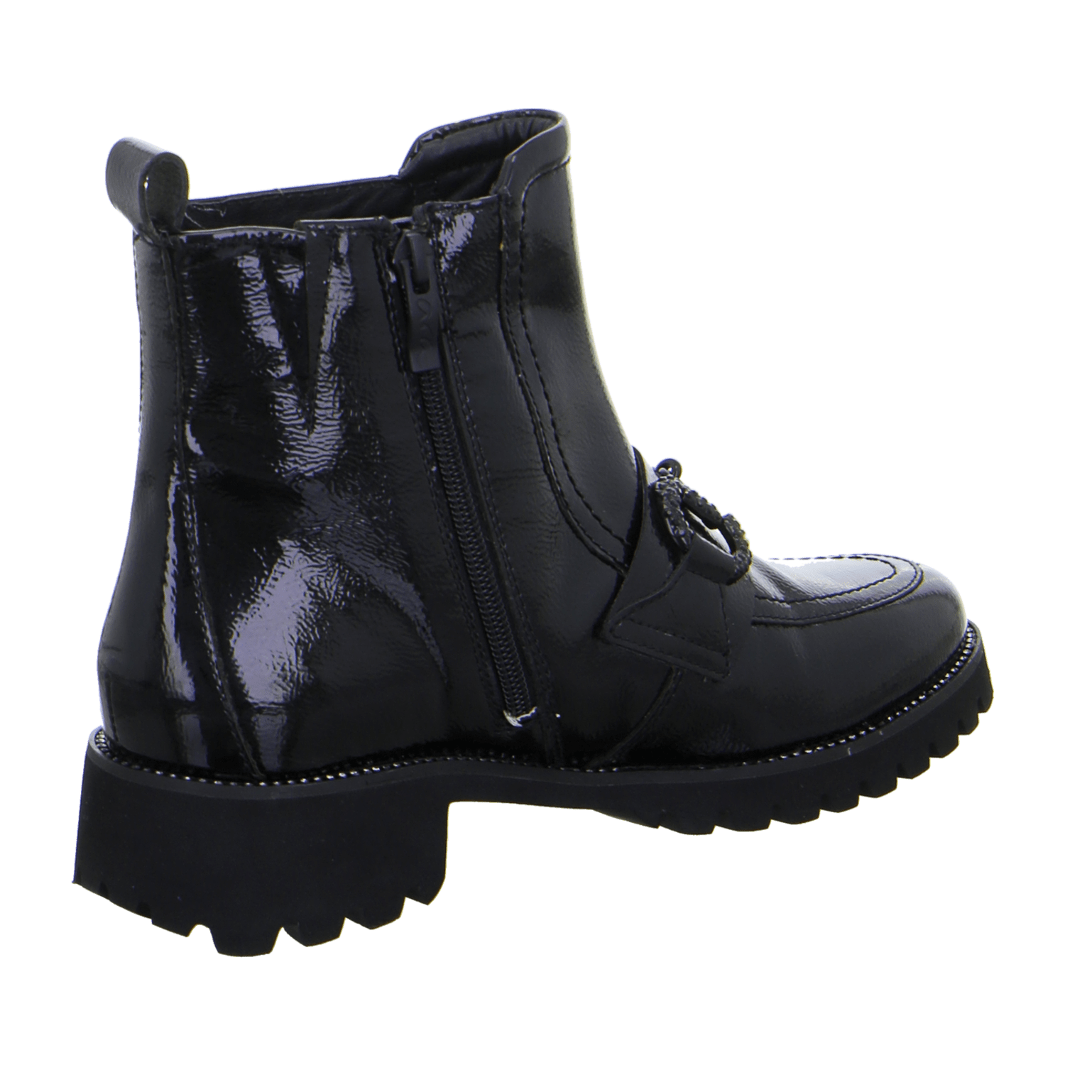 ARA Kent Ankle Boots Women's Black Patent Leather Pull-On Classic Round Toe