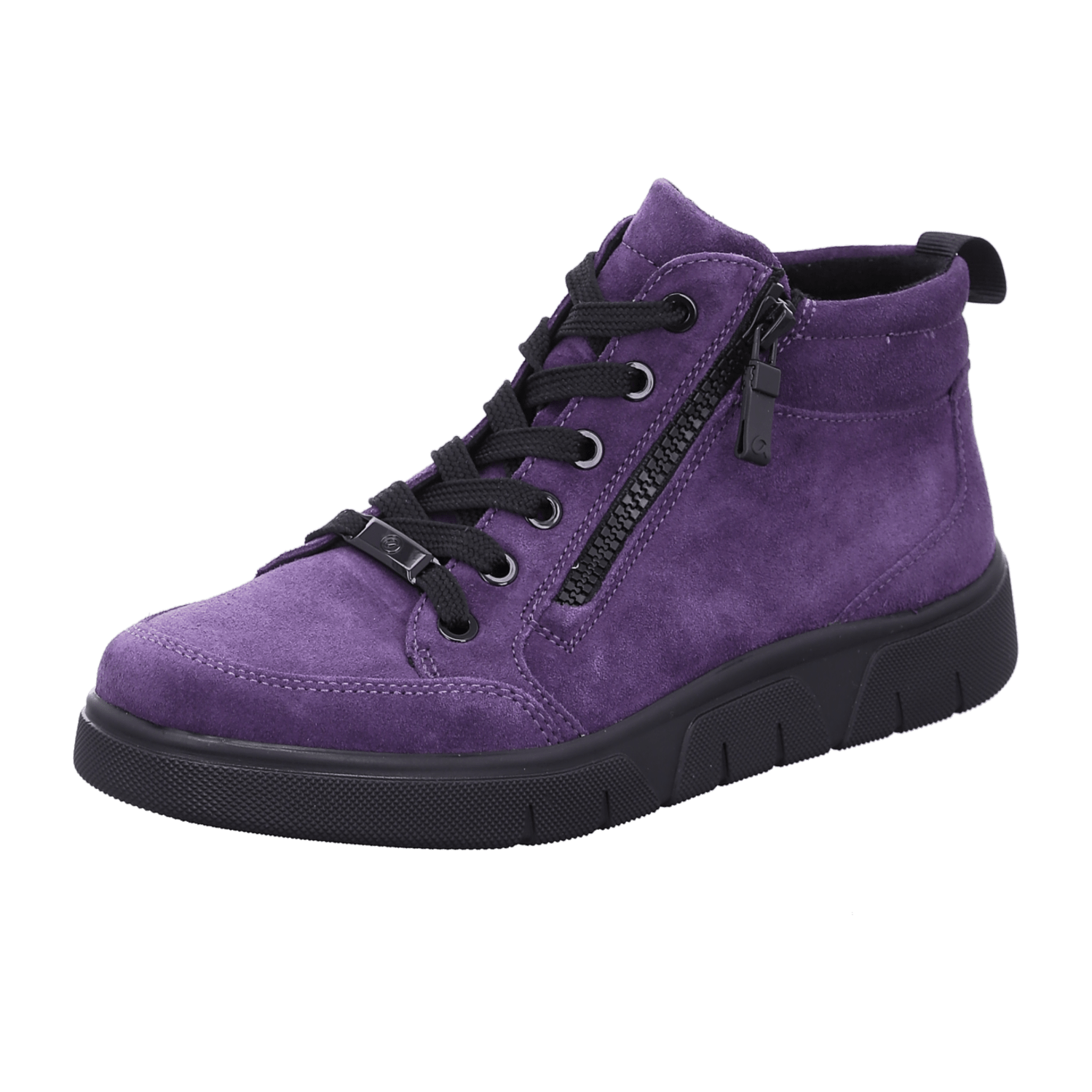 ARA Rom-Sport Women's Purple Suede Lace-Up Ankle Boots - Sneaker Style