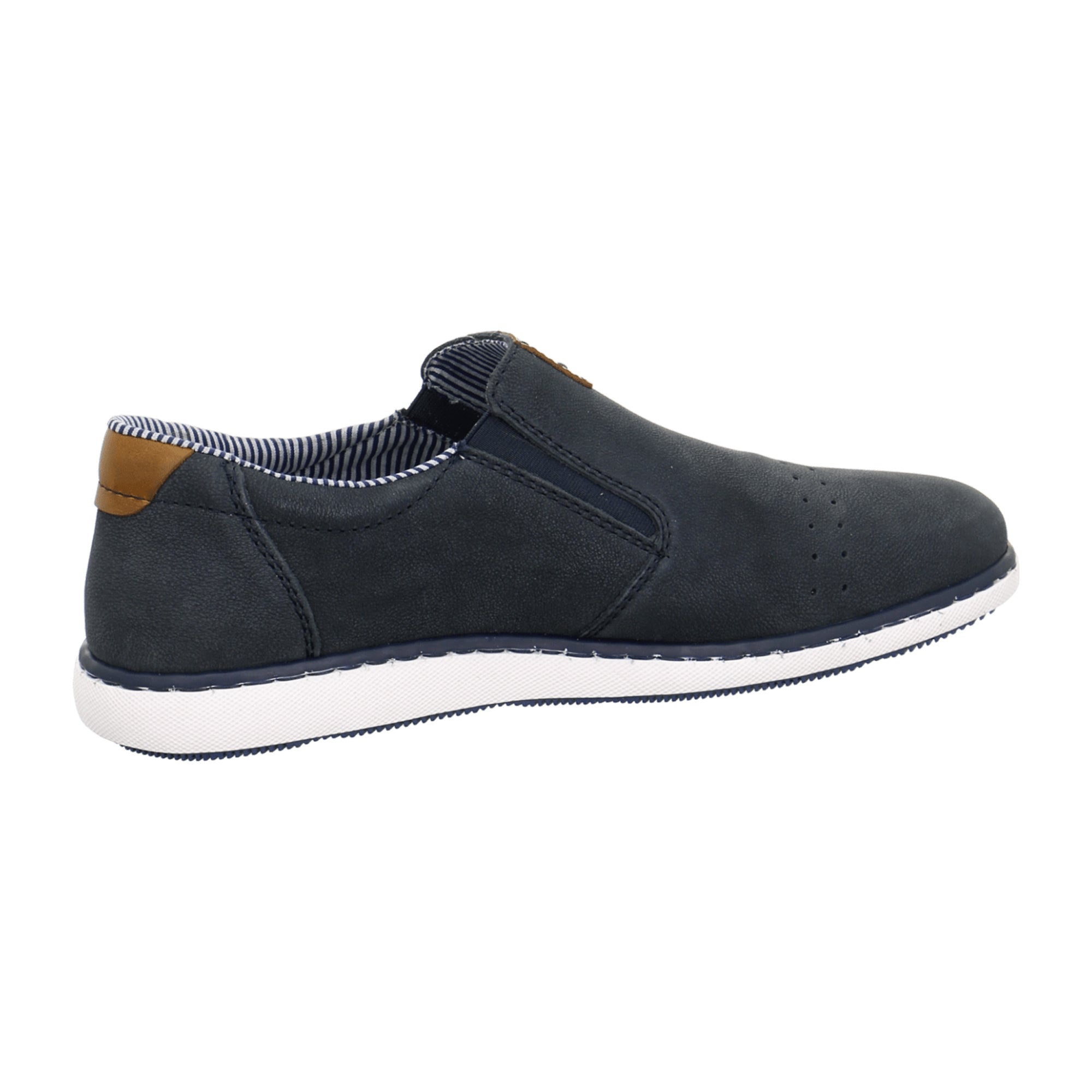 Rieker Men's Blue Slip-On Shoes Comfortable Leather Casual Footwear