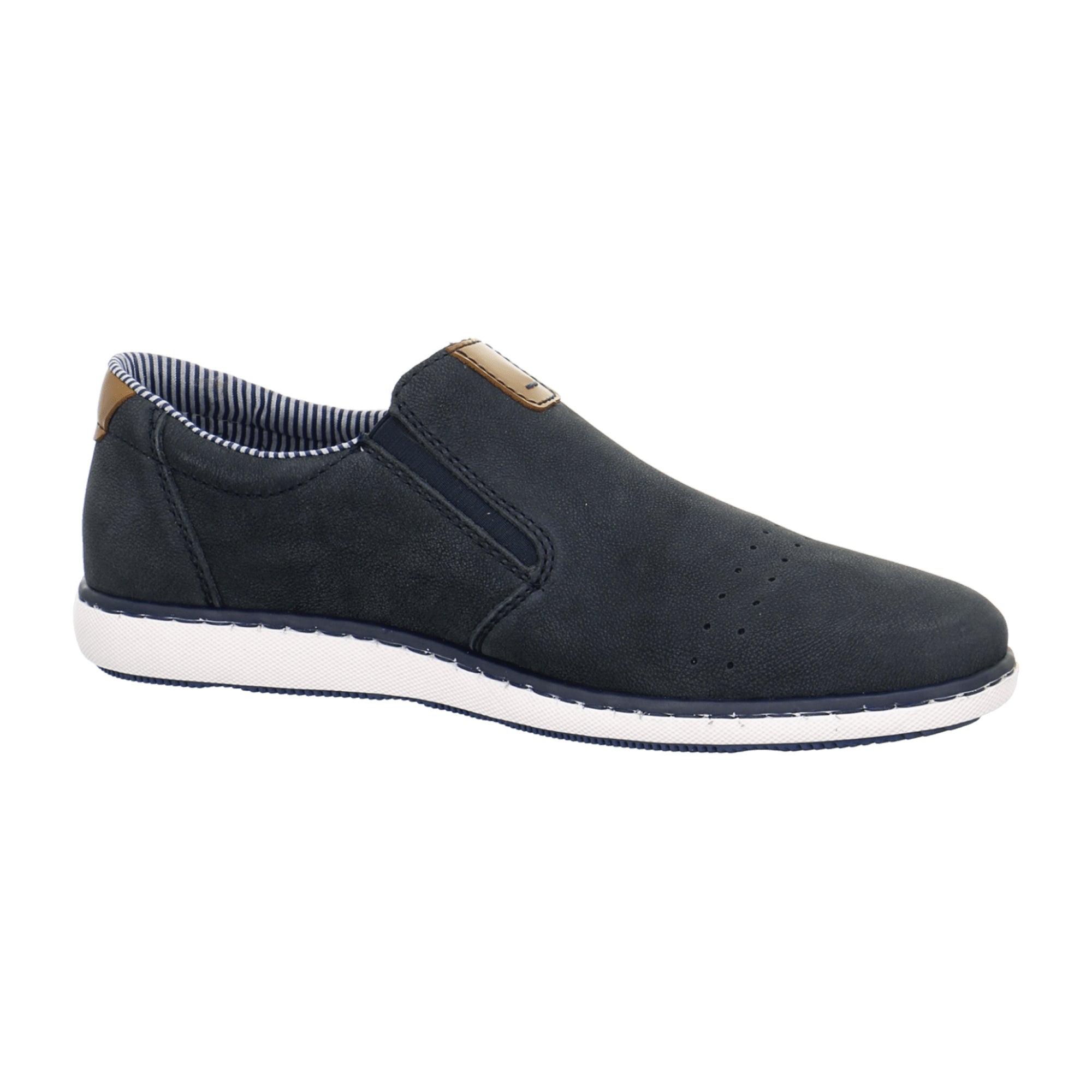 Rieker Men's Blue Slip-On Shoes Comfortable Leather Casual Footwear