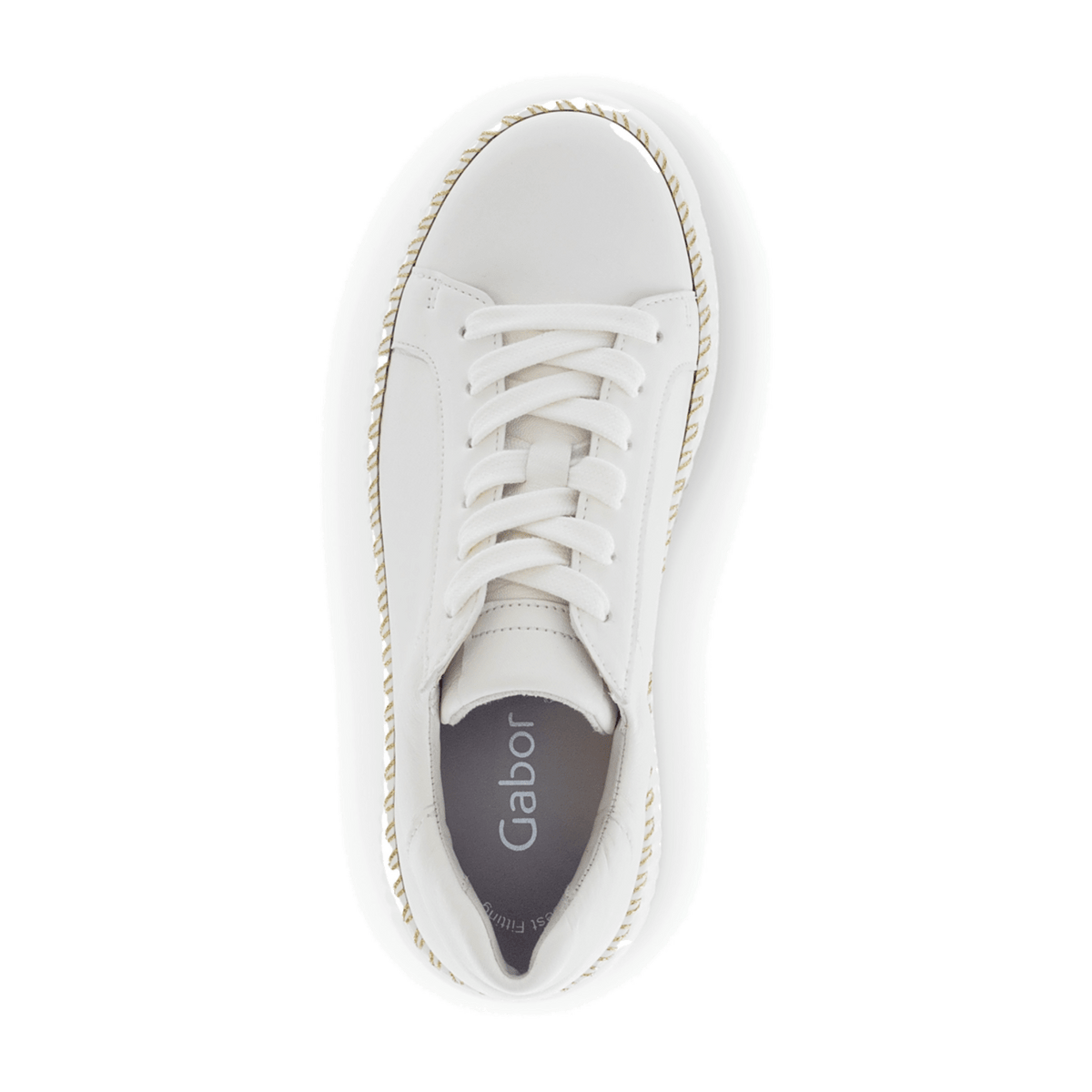 Gabor Women's Low-Top Sneakers - Latte Leather Comfort Shoes with Removable Footbed