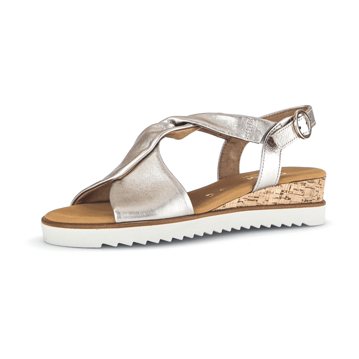 Gabor Women's Wedge Sandals - Comfort Open-Toe Leather Shoes in Cork Cream