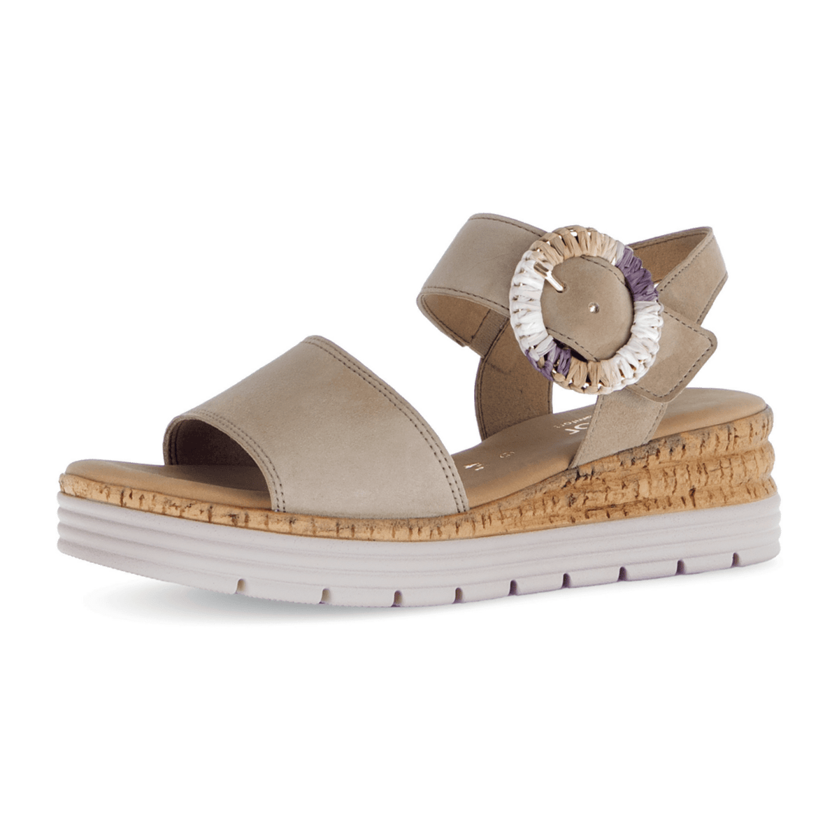 Gabor Women's Comfort Strap Sandals - Sand Suede Flat Summer Shoes