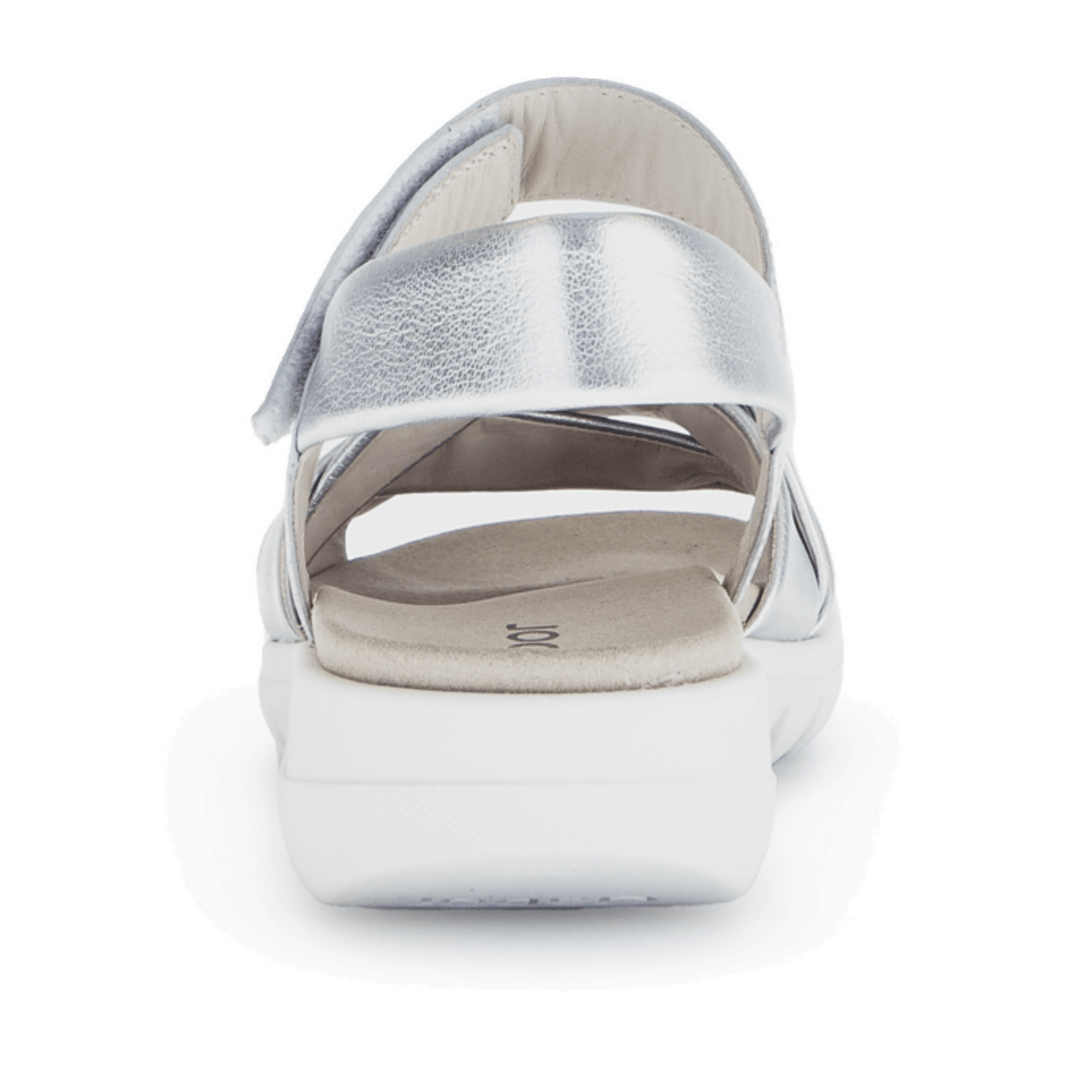 Gabor Women's Silver Leather Sandals - Comfort Strap Slippers