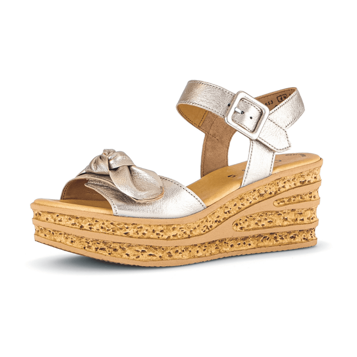 Gabor Women's Wedge Sandals - Powder Smooth Leather Comfort Sandals