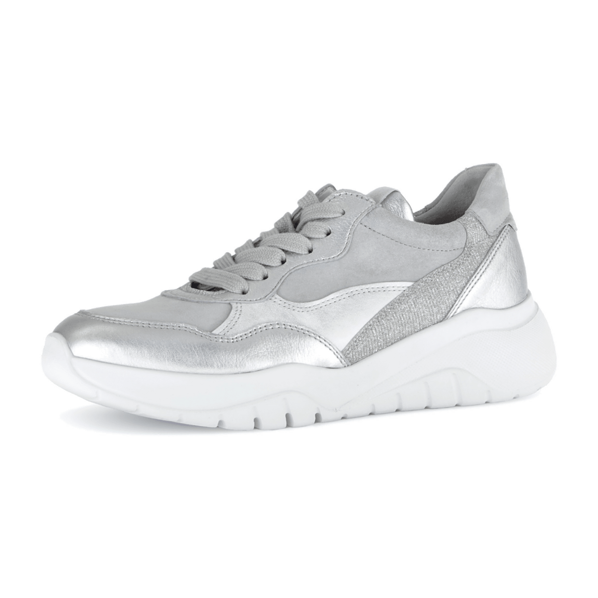 Gabor Women's Low-Top Trainers Silver Satin Velvet Lace-Up