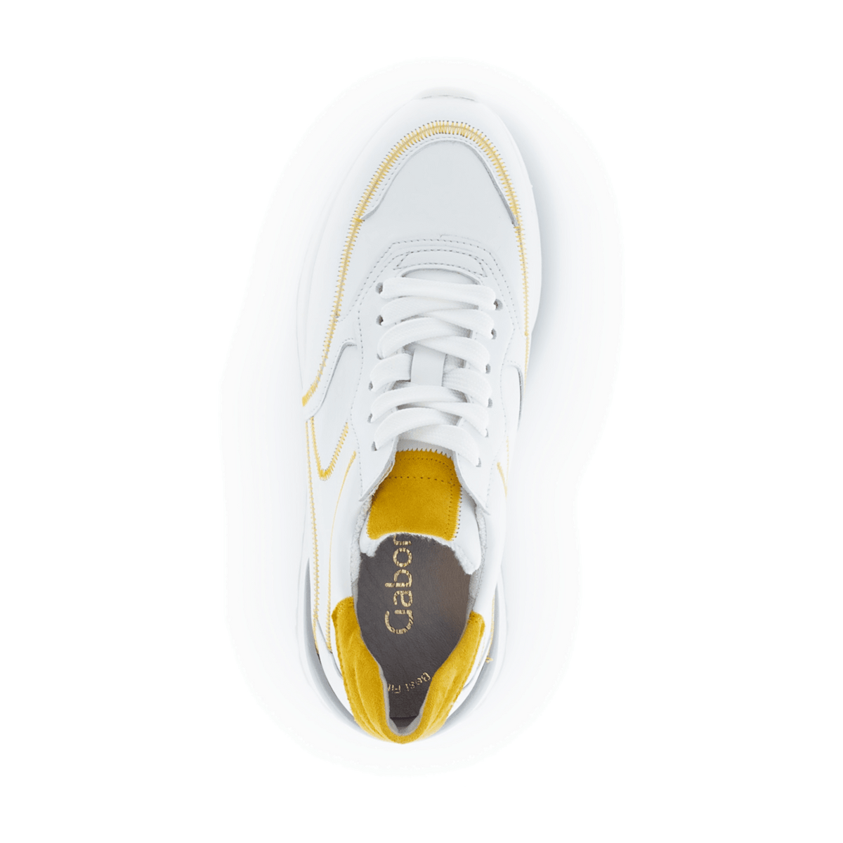 Gabor Women's Lace-Up Sneakers White Leather with Removable Footbed