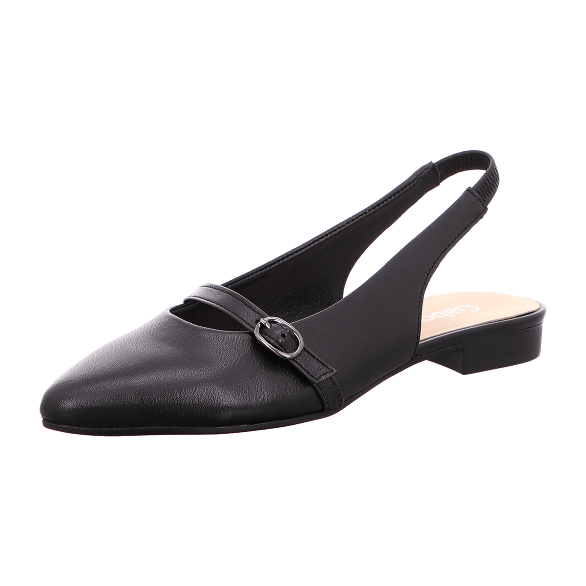 Gabor Women's Slingback Pumps - Black Leather Block Heel Shoes