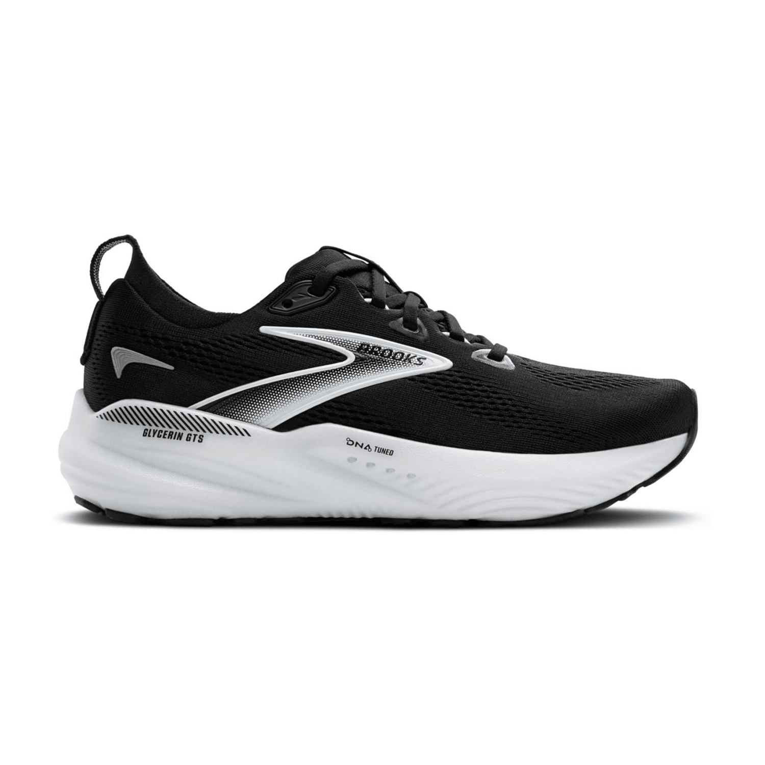 Brooks Glycerin GTS 22 Women's Running Shoes, Lace-Up, Black Grey White Synthetic