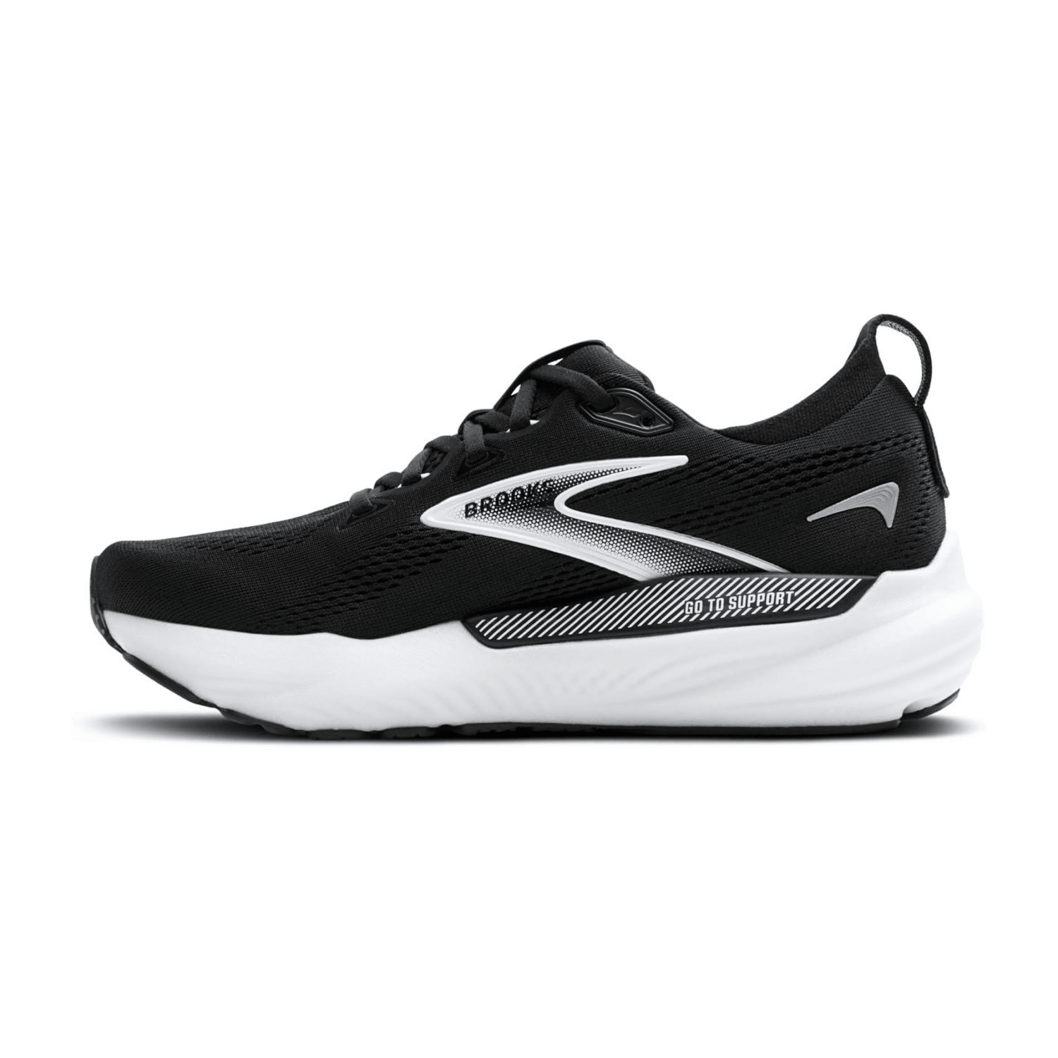 Brooks Glycerin GTS 22 Women's Running Shoes, Lace-Up, Black Grey White Synthetic