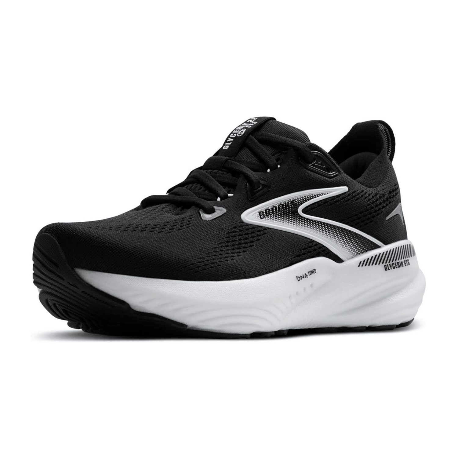 Brooks Glycerin GTS 22 Women's Running Shoes, Lace-Up, Black Grey White Synthetic