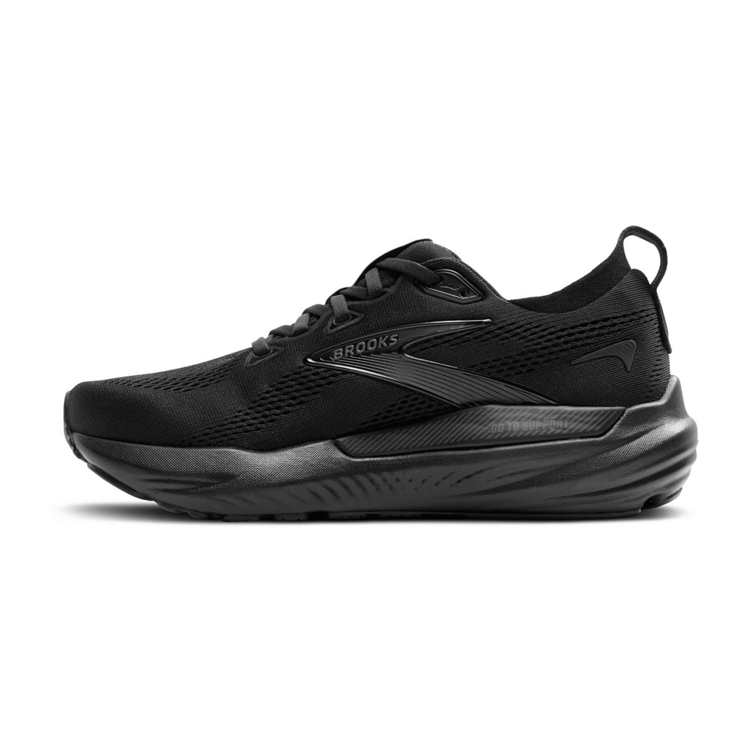 Brooks Glycerin GTS 22 Men's Running Shoes with GuideRails® Support System, Lace-Up, Black/Ebony Synthetic