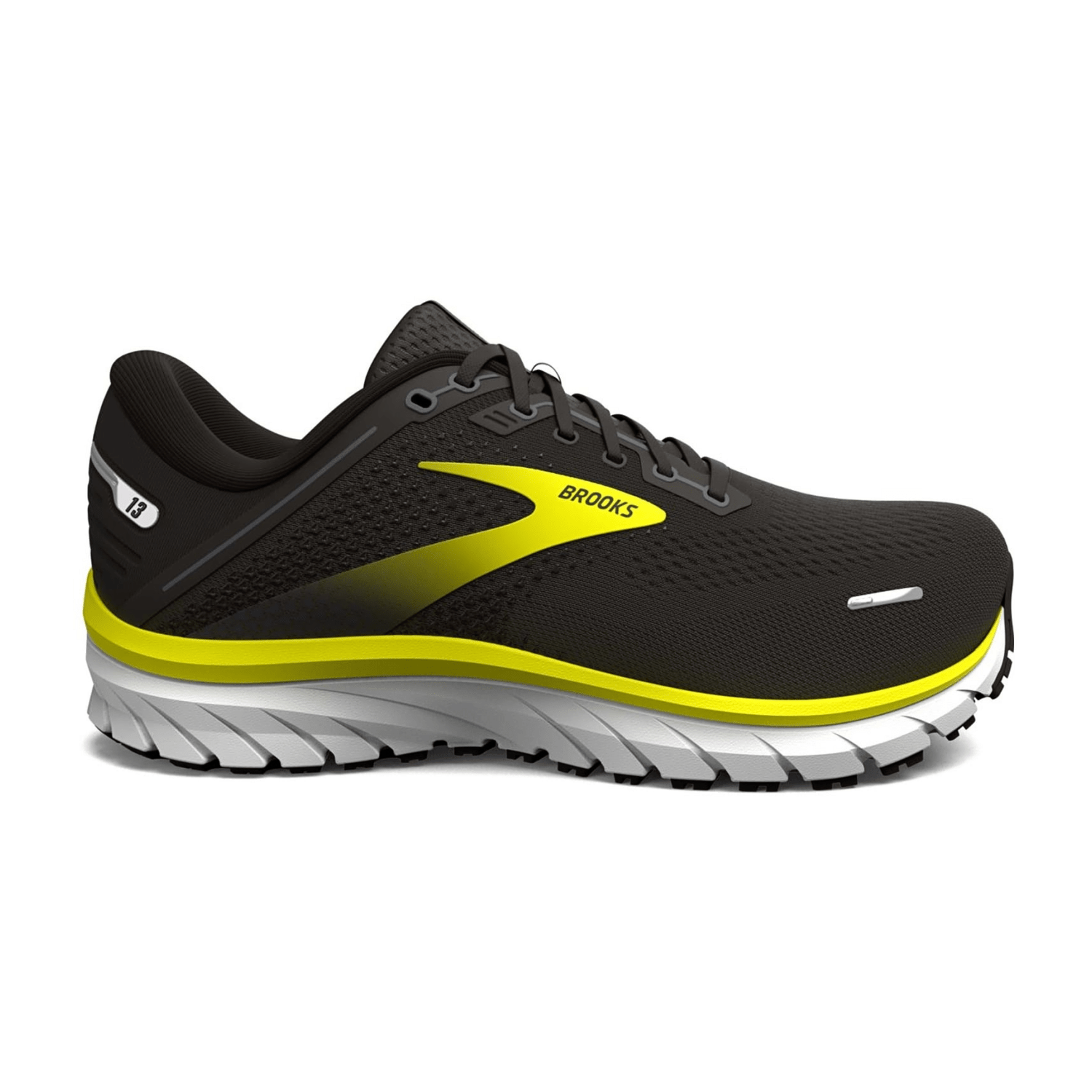 Brooks Defyance 13 Men's Running Shoes in Black Yellow White Synthetic Textile Rubber Round Toe