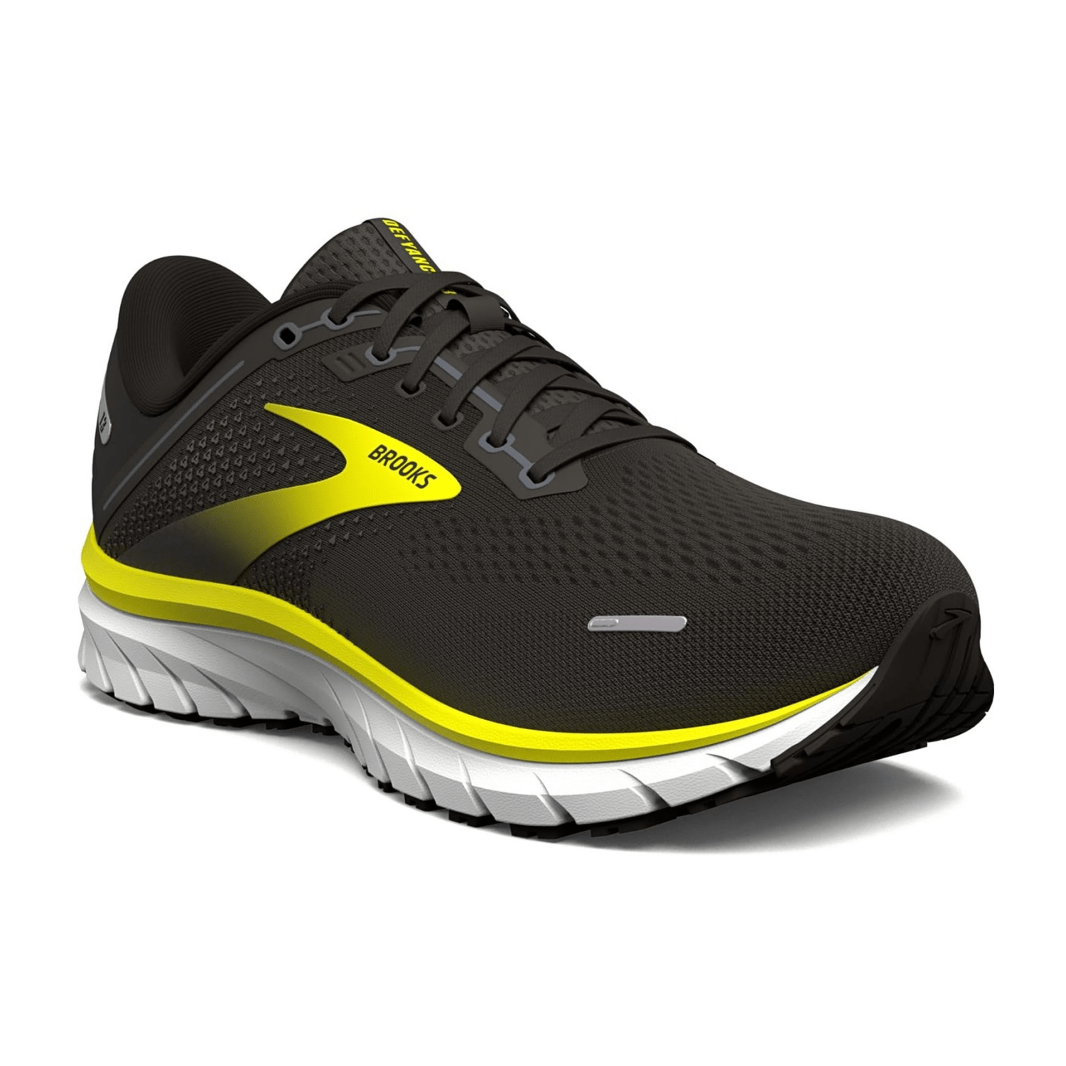 Brooks Defyance 13 Men's Running Shoes in Black Yellow White Synthetic Textile Rubber Round Toe