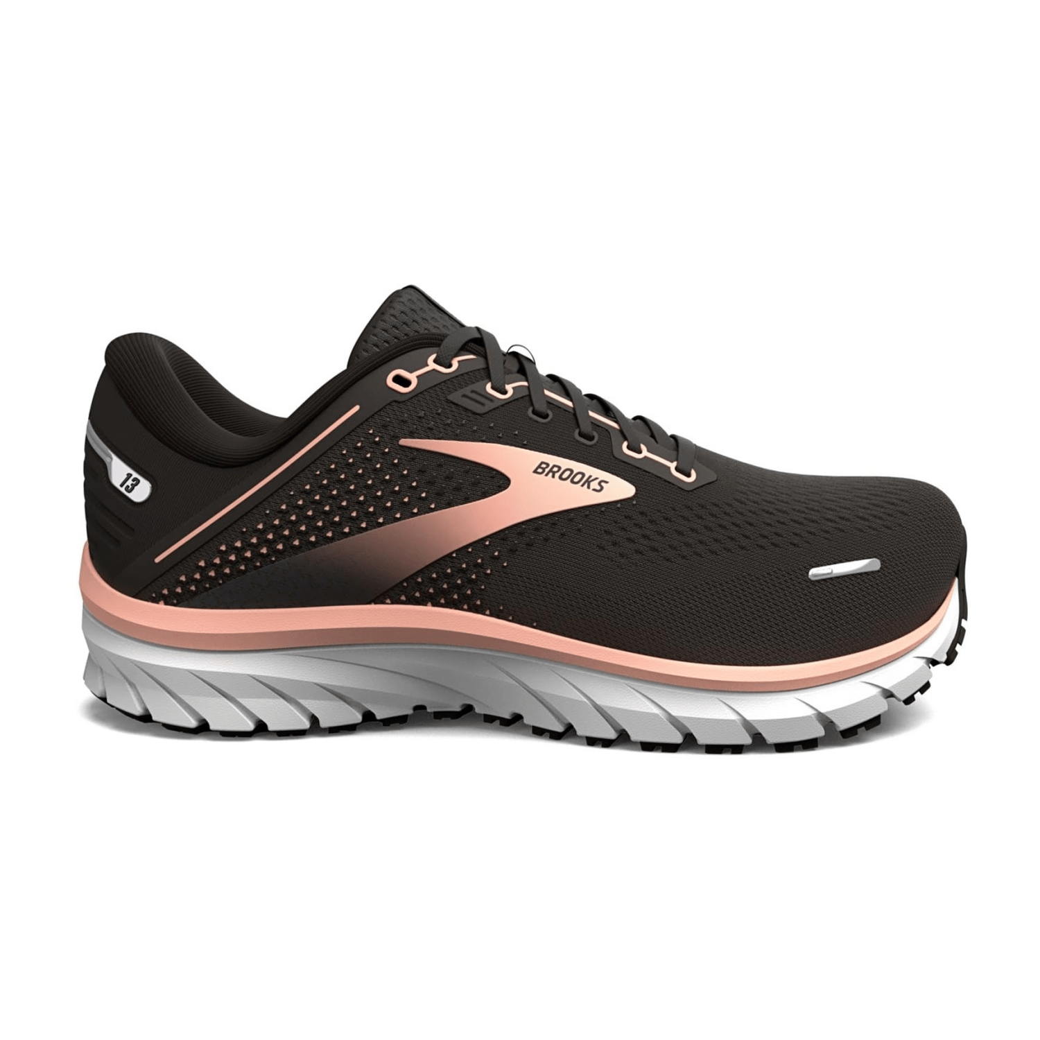 Brooks Defyance 13 Women's Running Shoes in Black Peach White, Synthetic Textile and Rubber