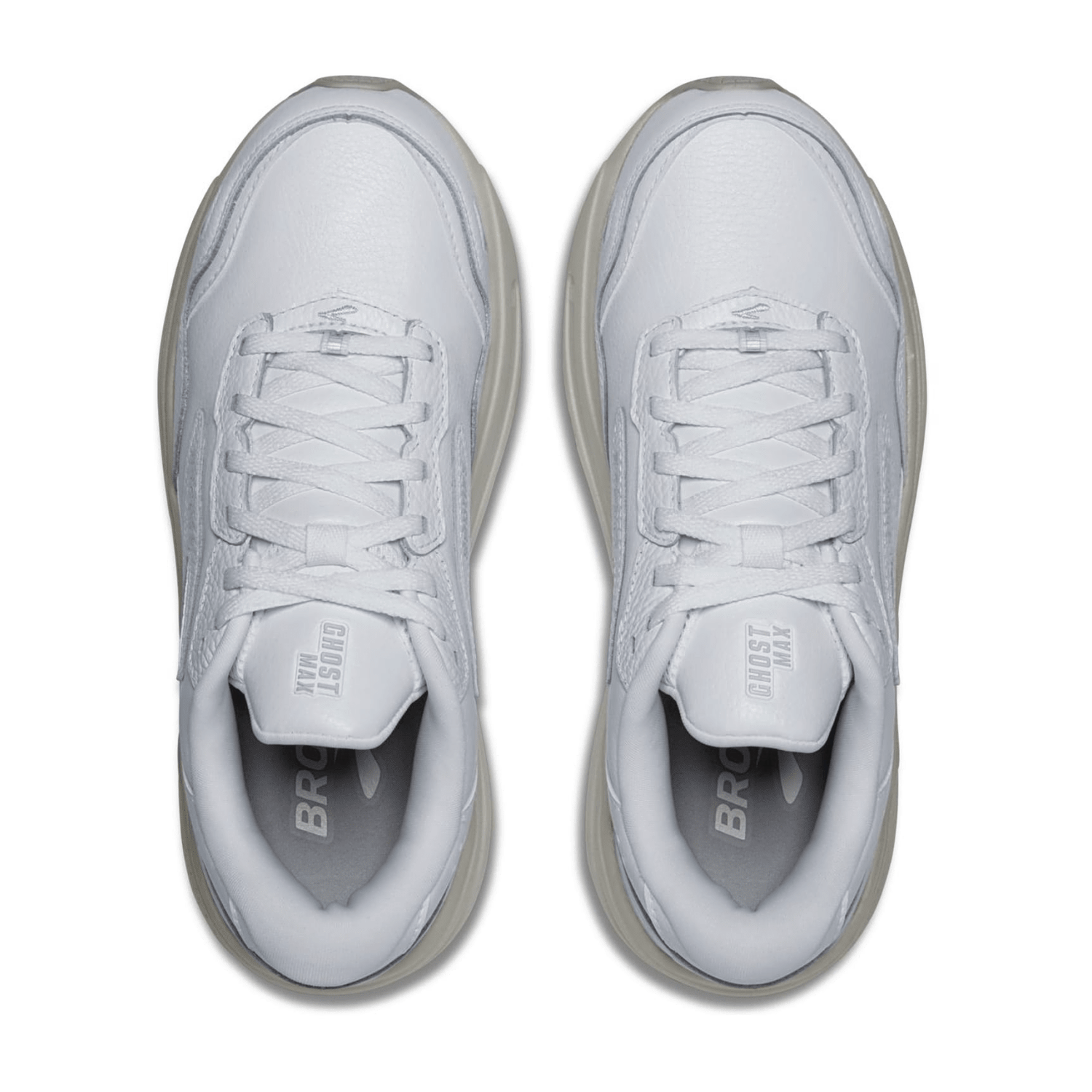 Brooks Ghost Max Women's Running Shoes in White with Lace-Up Closure and Rubber Outsole