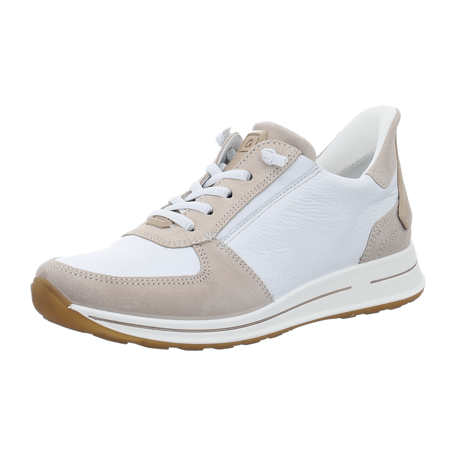 ARA OSAKA Women's Leather Ankle Boots in White with Round Toe, Zipper Closure and Rubber Sole