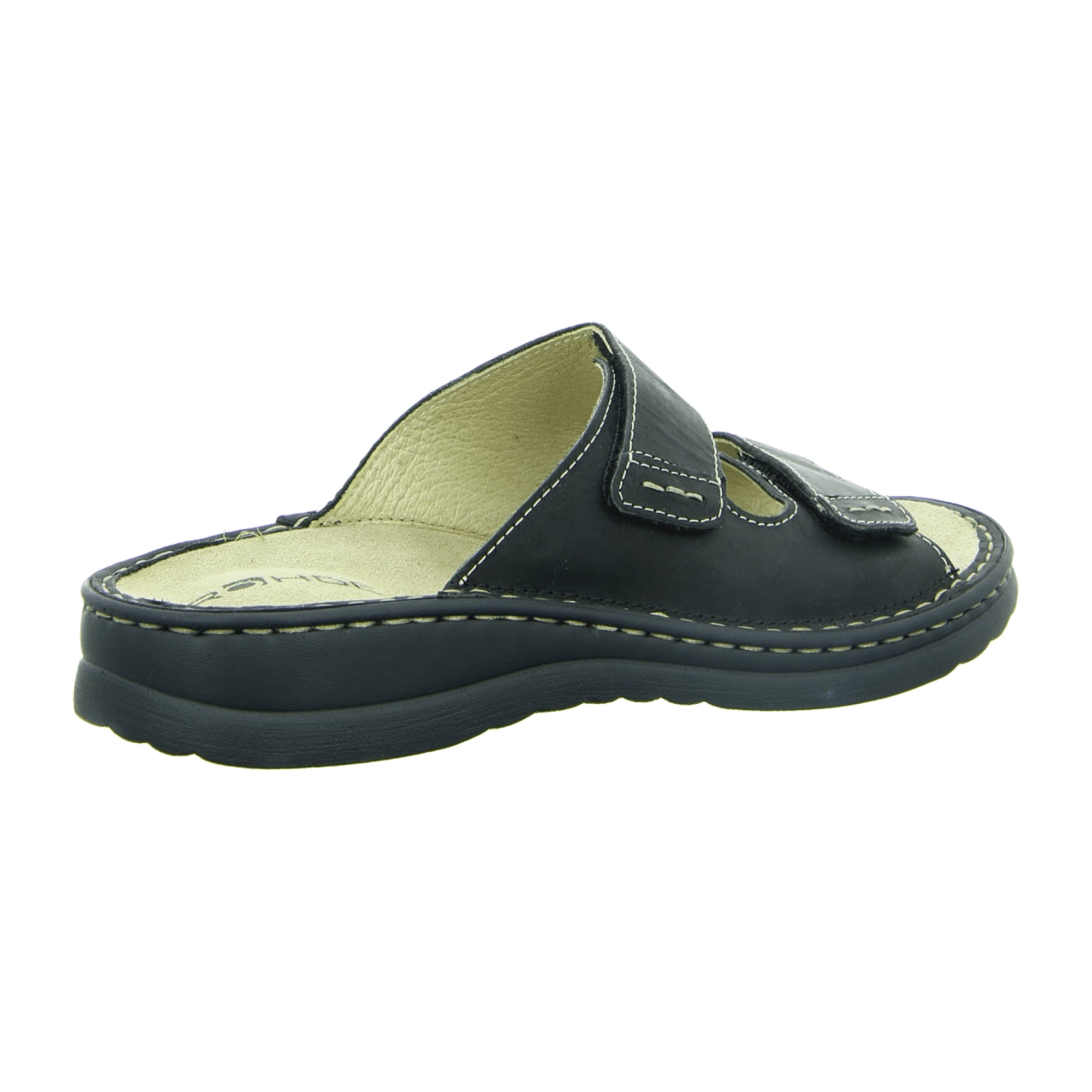 Rohde Comfortable Men's Sandals Black Leather Slip-On Wide Fit Summer Shoes