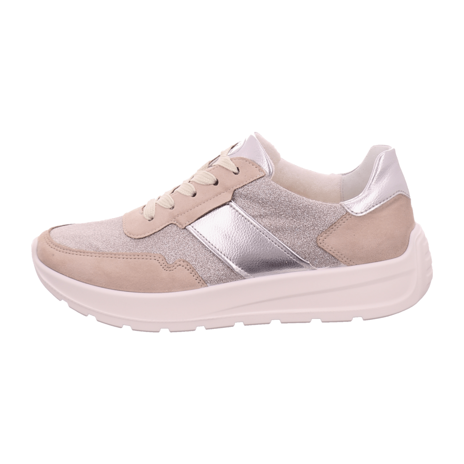 ARA SenakH-Width Women's Sneakers, Beige, Lace-Up, Synthetic, Round Toe