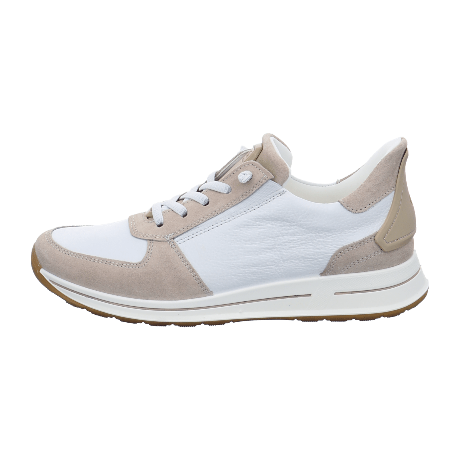 ARA OSAKA Women's White Smooth Leather Lace-Up Shoes with Round Toe and Rubber Sole