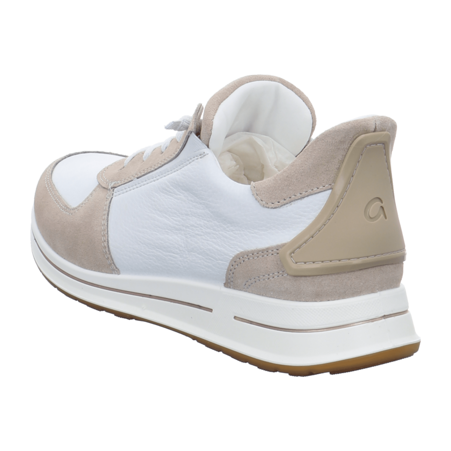 ARA OSAKA Women's White Smooth Leather Lace-Up Shoes with Round Toe and Rubber Sole