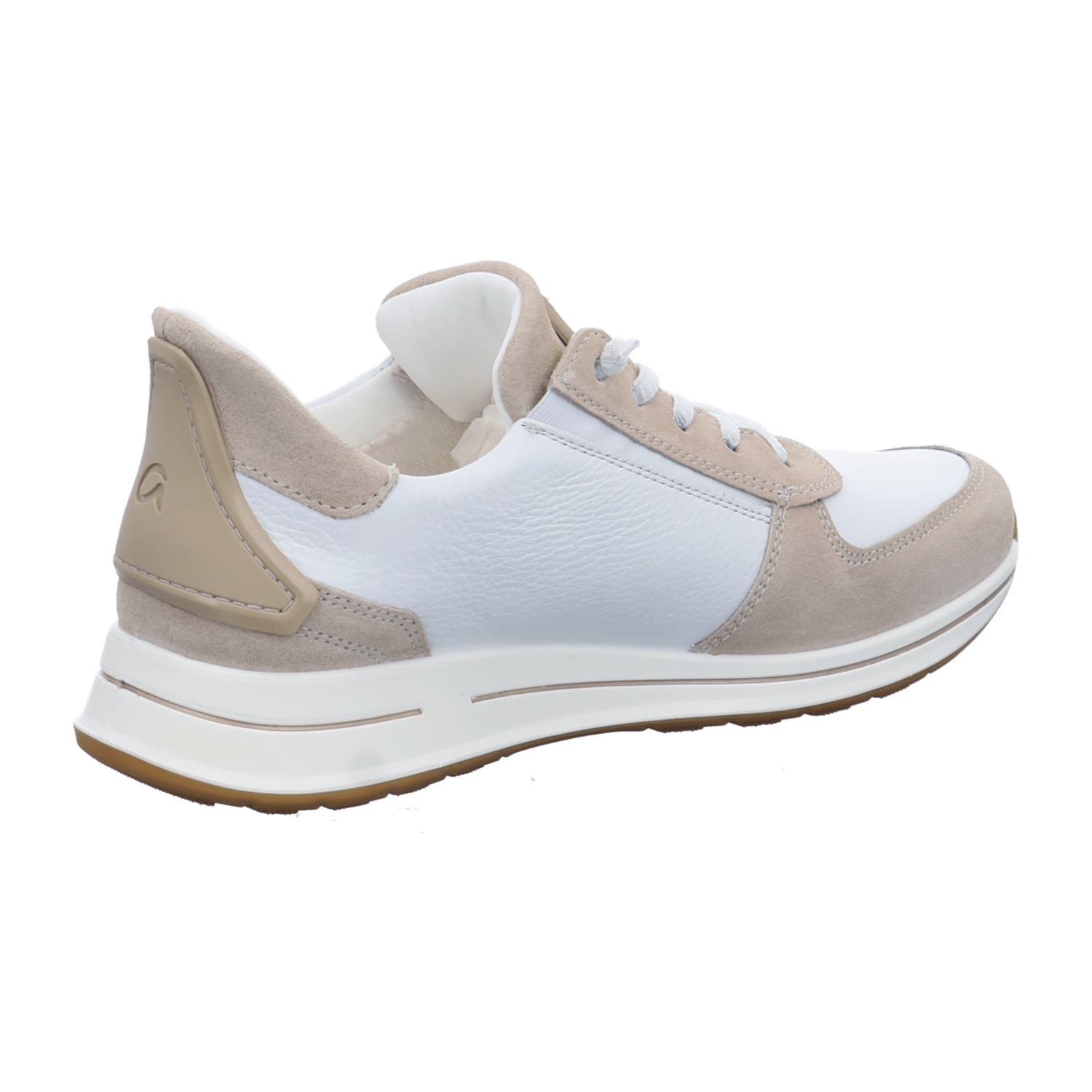 ARA OSAKA Women's White Smooth Leather Lace-Up Shoes with Round Toe and Rubber Sole