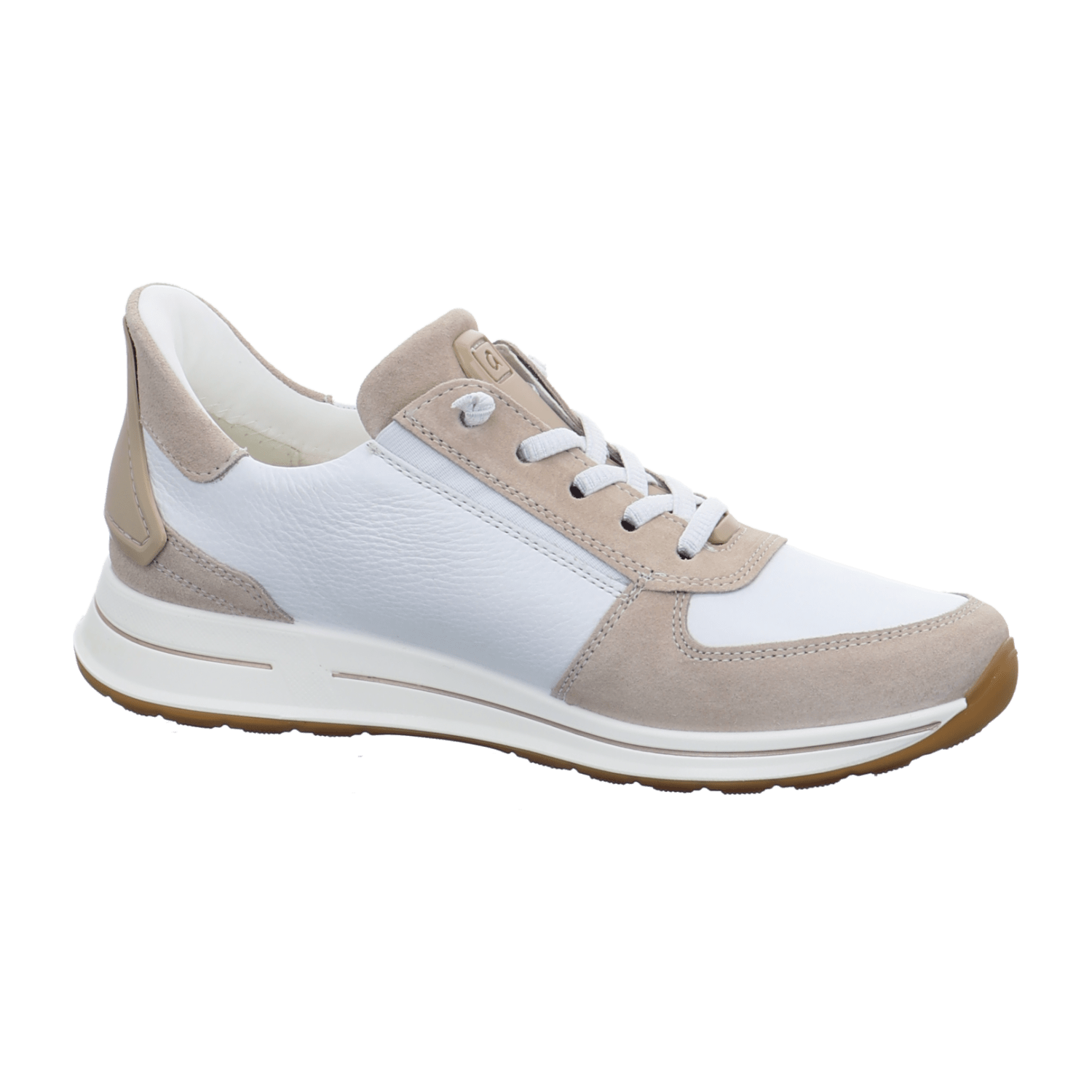 ARA OSAKA Women's White Smooth Leather Lace-Up Shoes with Round Toe and Rubber Sole