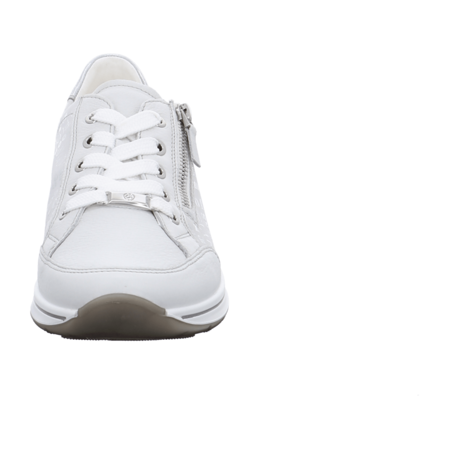 ARA OSAKA Women's Lace-Up Ankle Boot Sneaker in Smooth Leather with Side Zipper, Gray