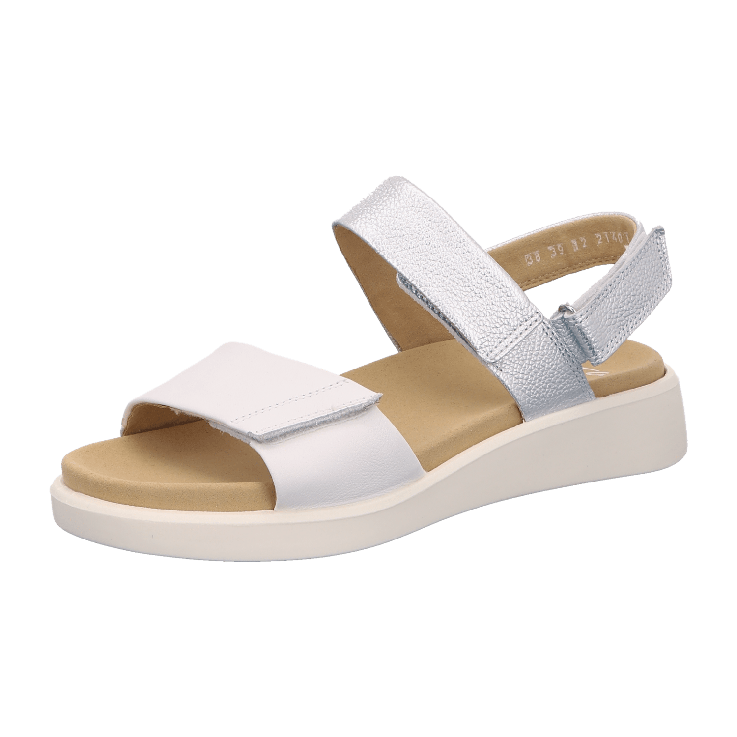 ARA Women's Smooth Leather Sandals in White with Hook-and-Loop Fastening Classic Style Open Toe