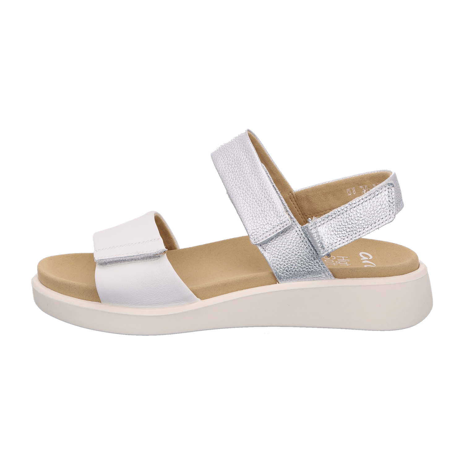 ARA Women's Smooth Leather Sandals in White with Hook-and-Loop Fastening Classic Style Open Toe