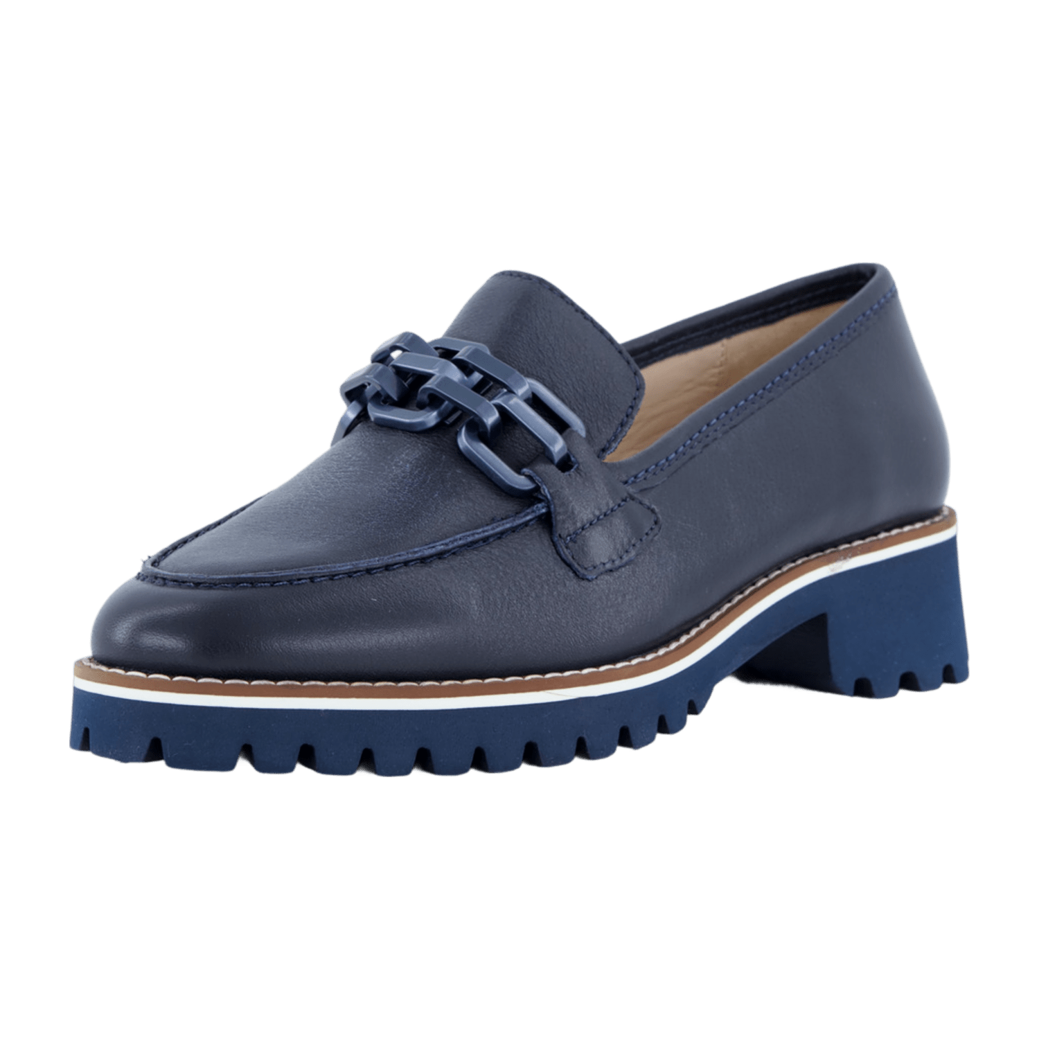 ARA Kent Slipper for Women, Smooth Leather Moccasin in Blue, Pull-On Style with Leather Lining and Polyurethane Sole