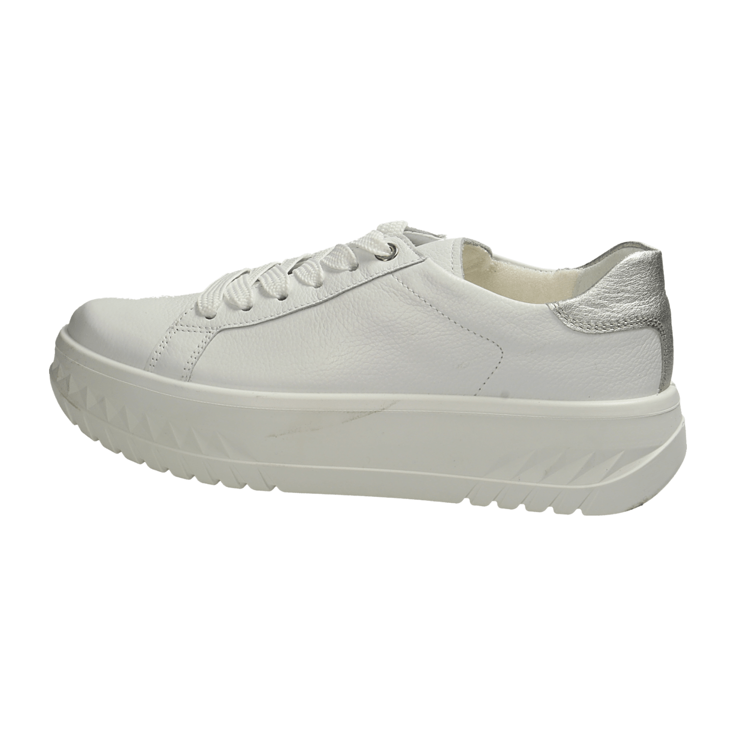 ARA MONACO Women's Sneakers in White Smooth Leather with Lace-Up Closure