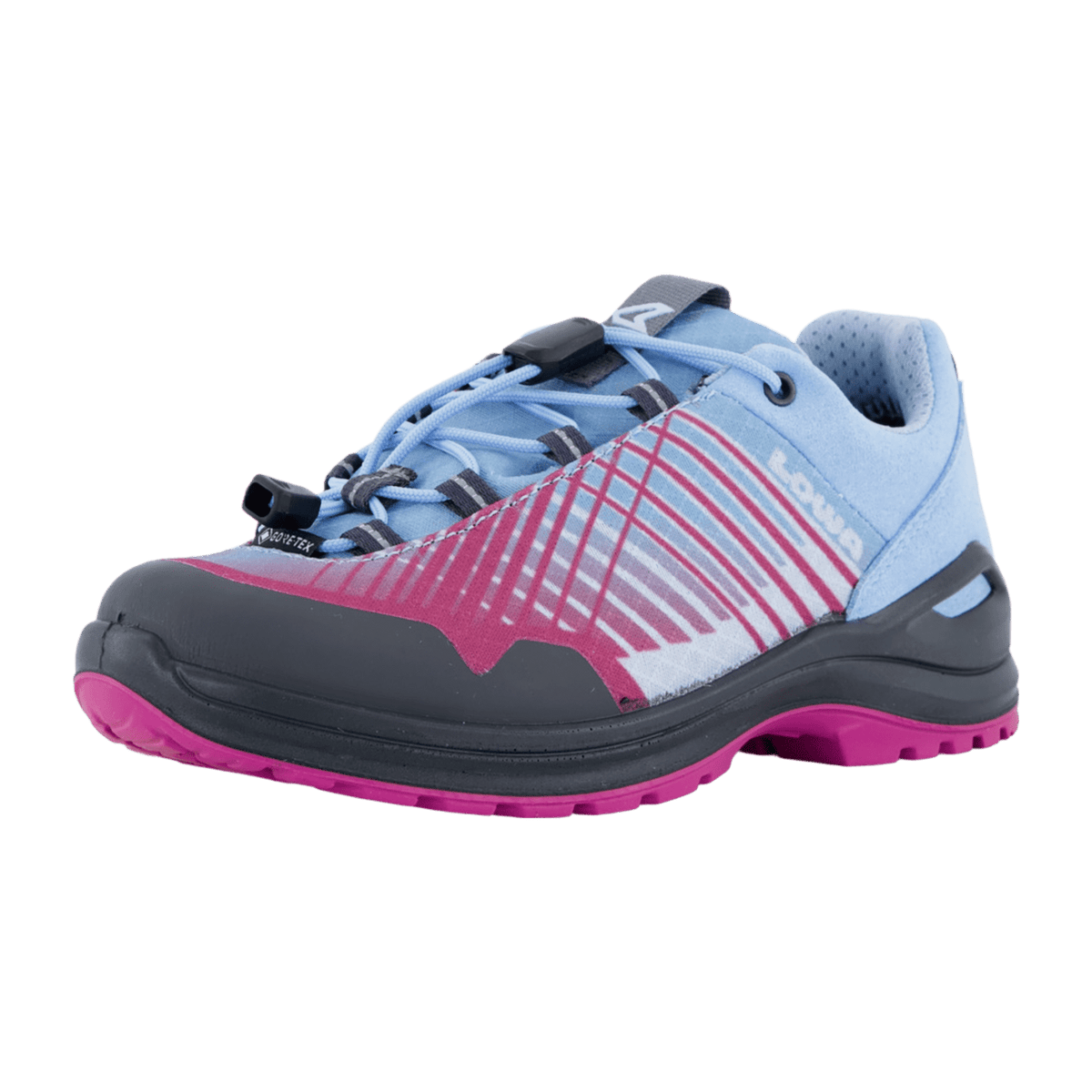 LOWA Carezza GTX LO JR Kids Waterproof Hiking Shoes Ice Blue Berry