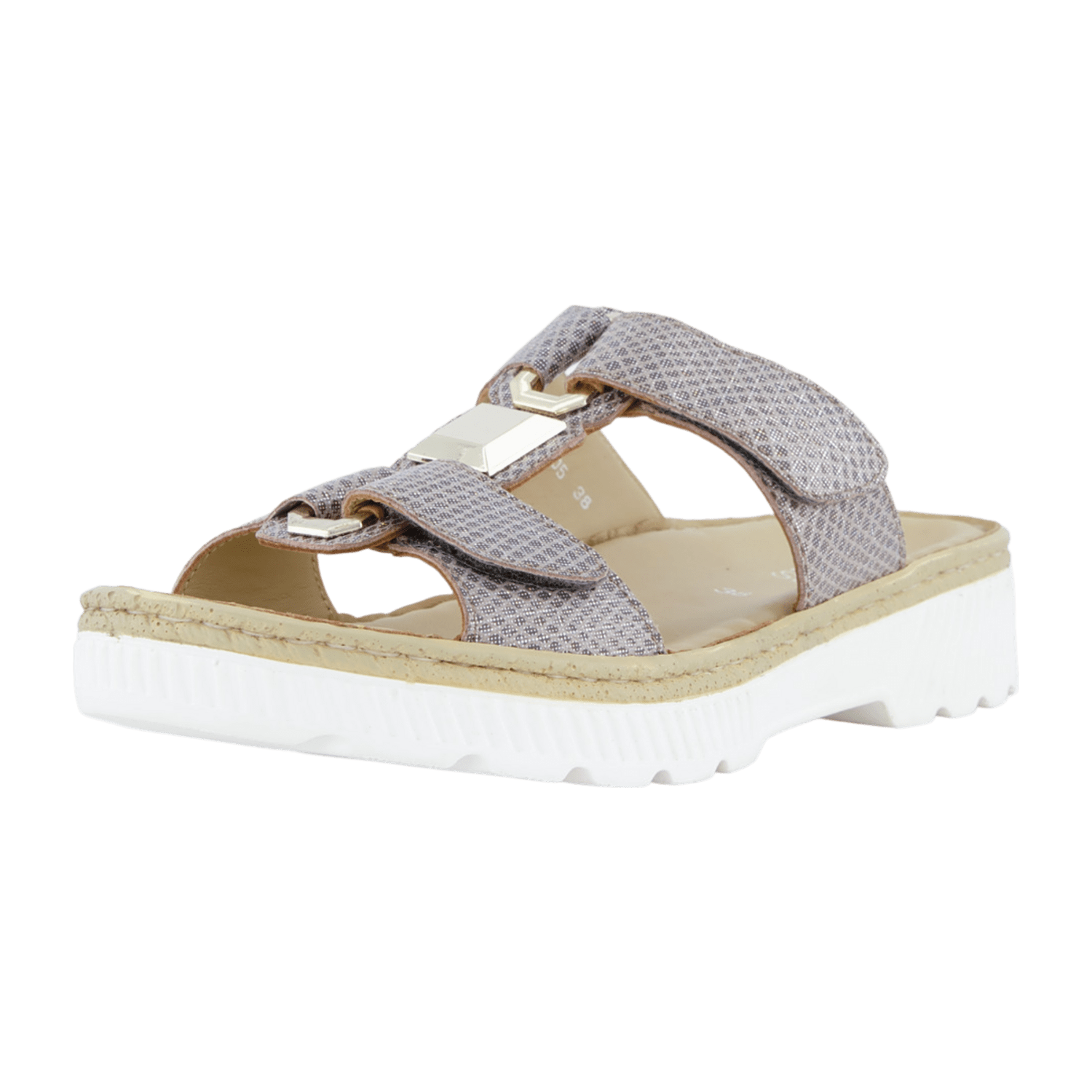 ARA Women's Gray Suede Pantolette with Hook-and-Loop Closure and Round Toe