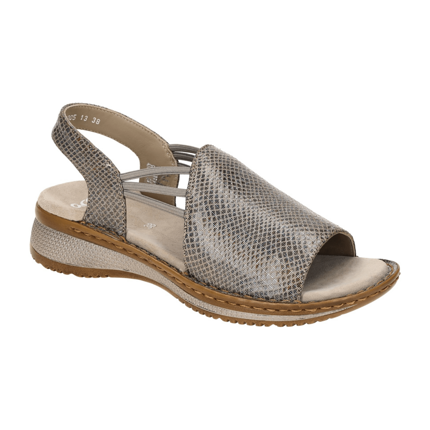 ARA Hawaii Women's Sandal Slip-On Nubuck Leather Gray Iridescent Classic Open Toe