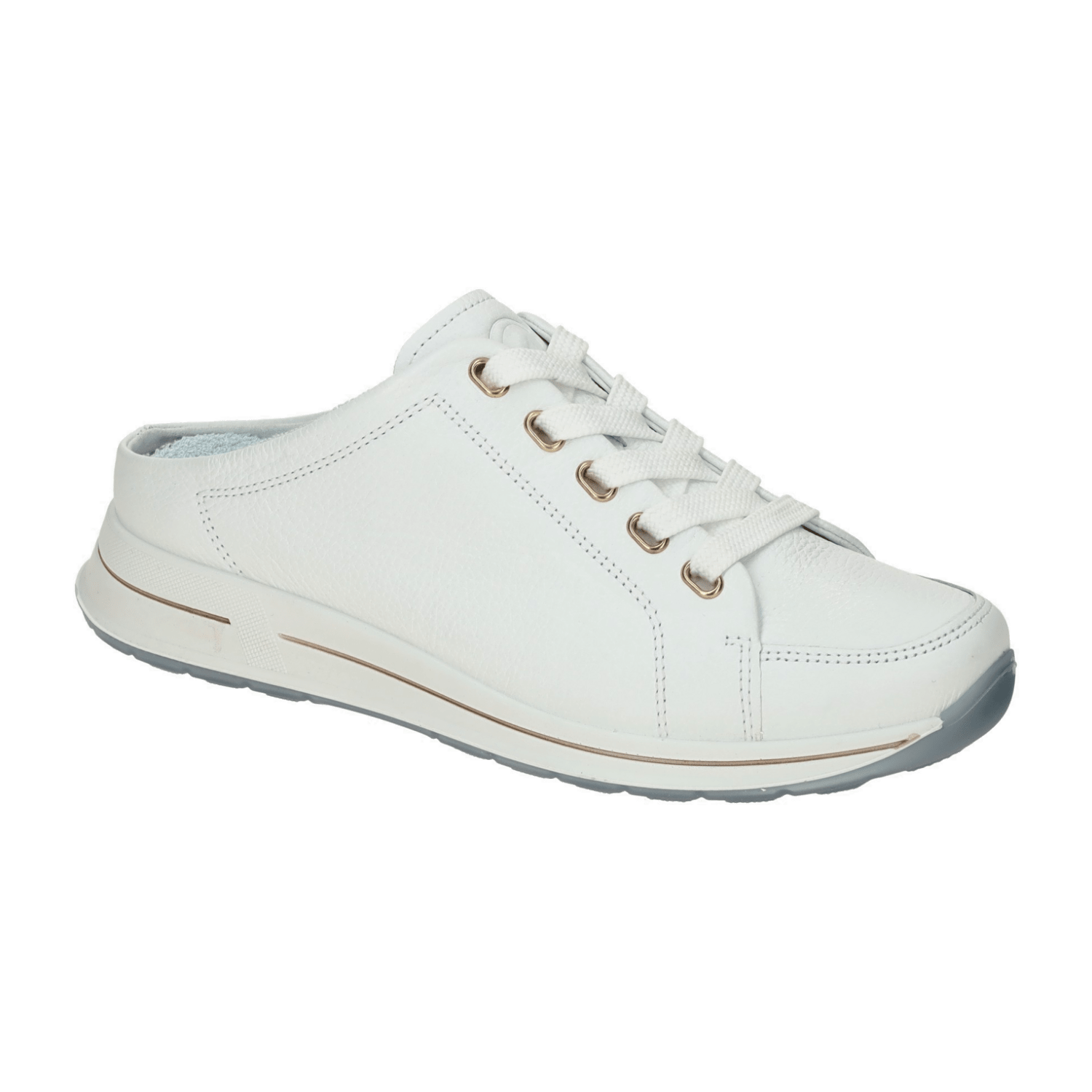 ARA OSAKA Women's White Smooth Leather Slip-On Mule Sandals