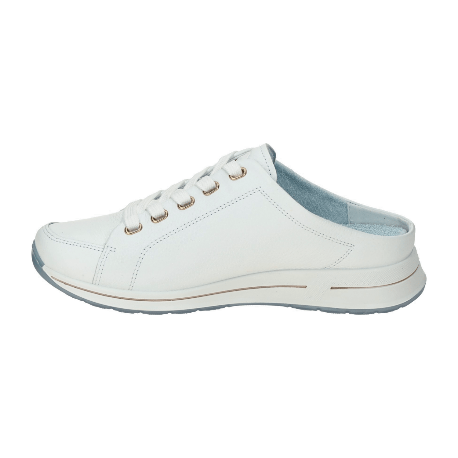 ARA OSAKA Women's White Smooth Leather Slip-On Mule Sandals