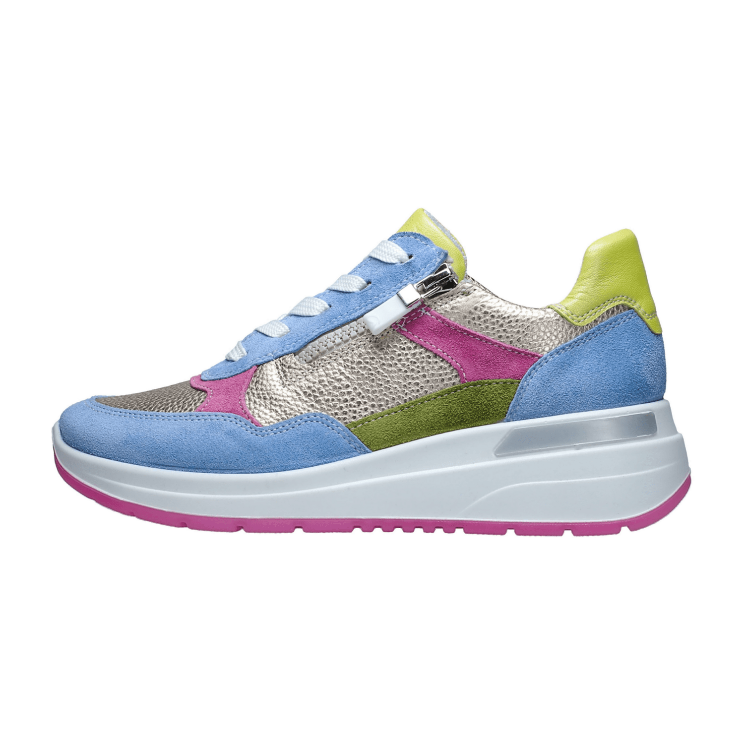 ARA Garda Women's Colorful Suede Sneakers with Lace-Up Closure and Round Toe