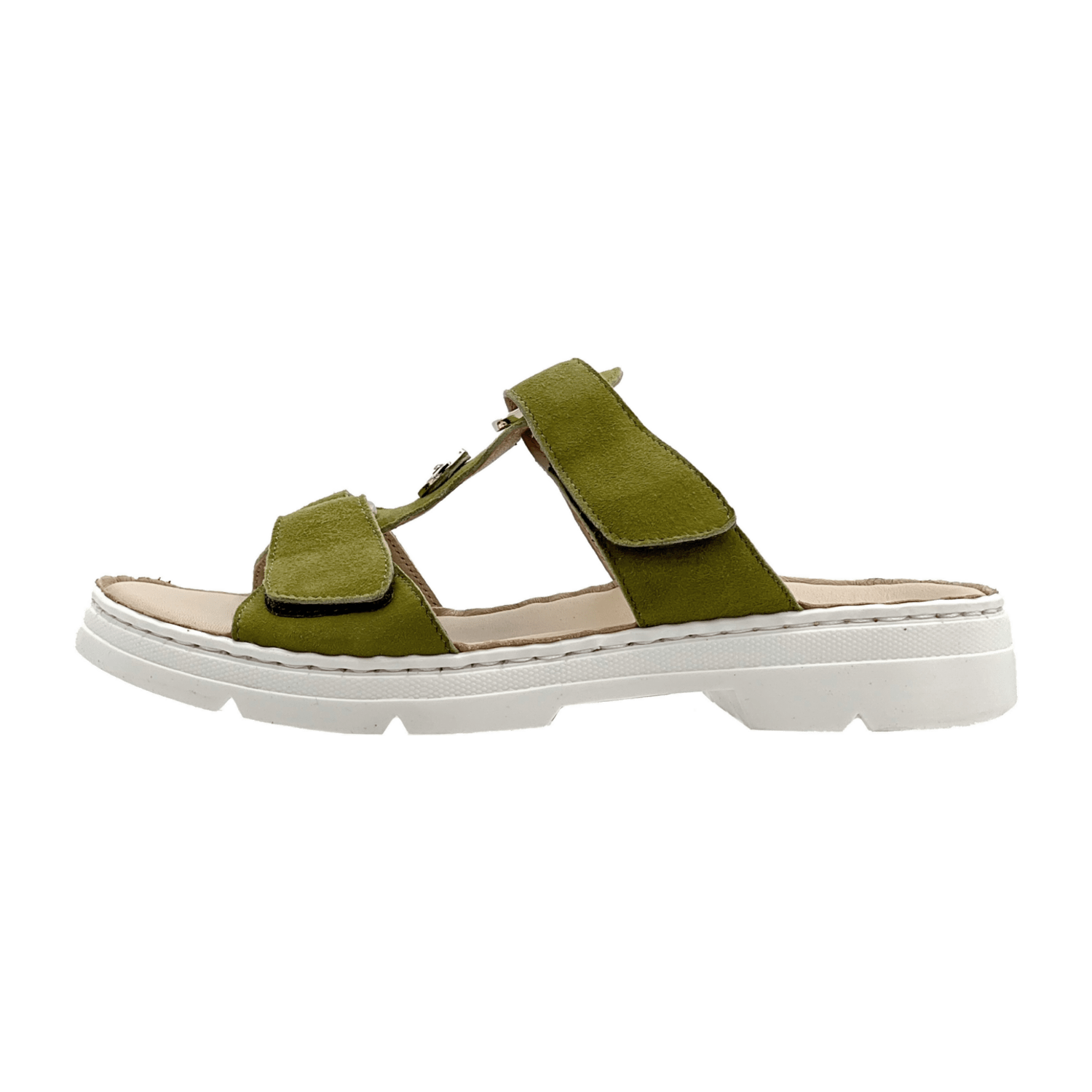ARA La Palma Women's Suede Sandals in Green with Hook-and-Loop Closure and Leather Lining