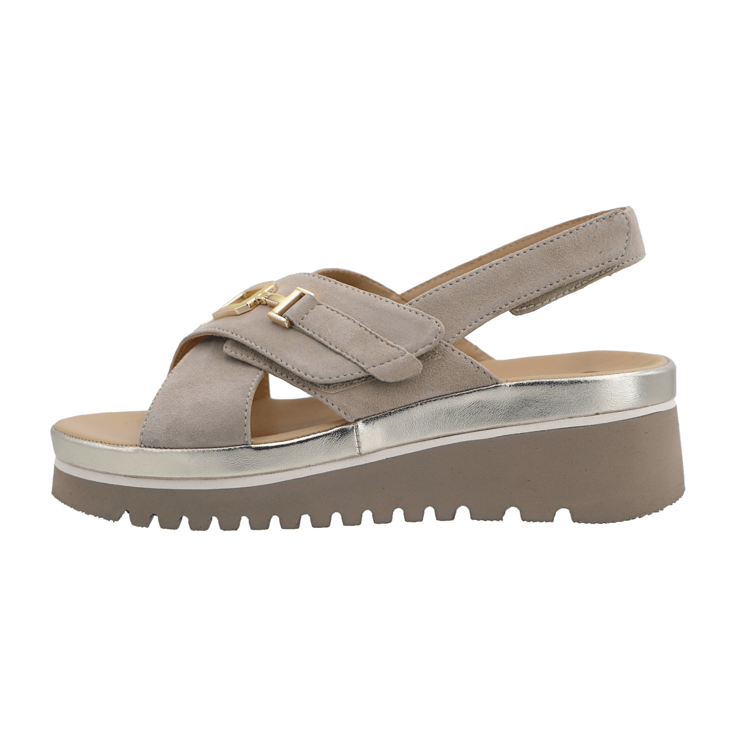ARA Tibet Sandal for Women in Beige Suede with Hook-and-Loop Closure and Leather Lining