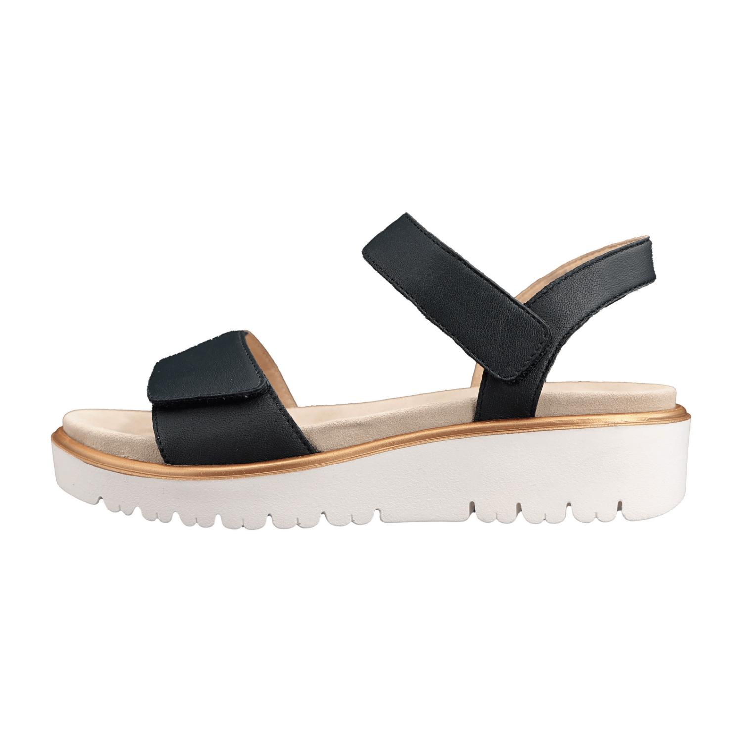 ARA Bilbao Women's Sandal in Blue Smooth Leather with Hook-and-Loop Closure - Classic Open Toe with Polyurethane Sole and Leather Lining