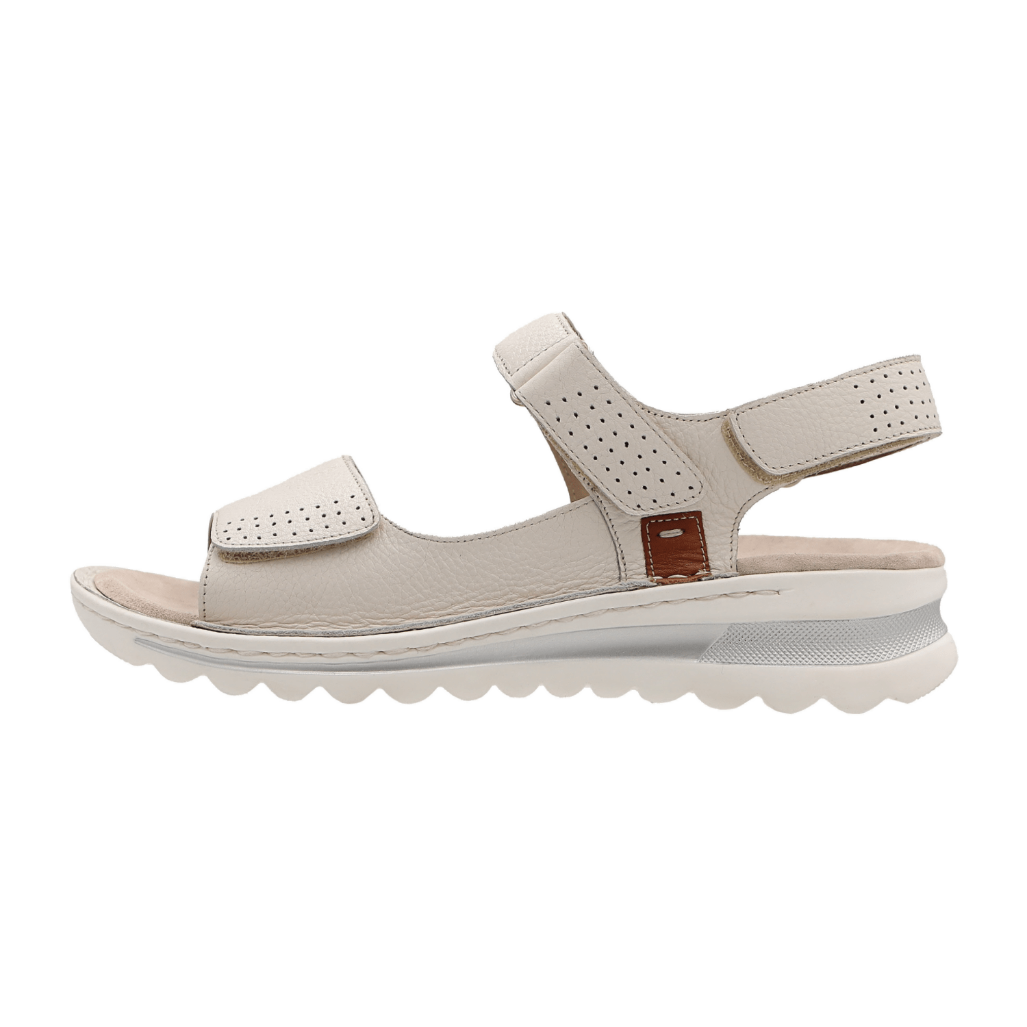 ARA Tampa Women's Sandals in Beige Smooth Leather with Hook-and-Loop Closure and Leather Lining