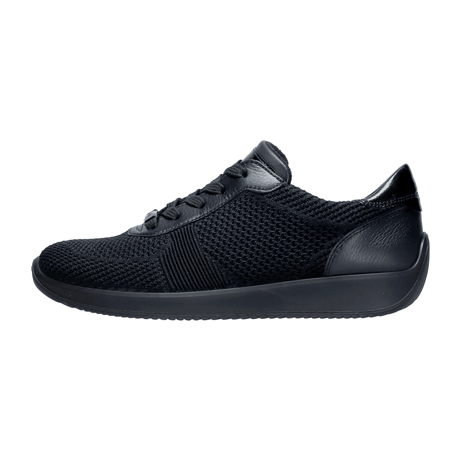 ARA Lisbon Lace-Up Sneakers for Women in Black Textile with Pull-On Tab