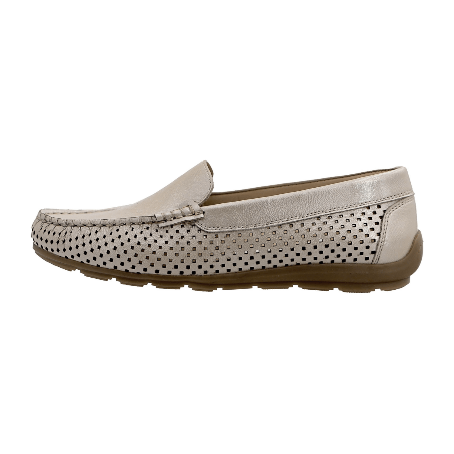 ARA ALABAMA Women's Moccasin Slip-On Patent Leather Beige with Leather Lining and Round Toe