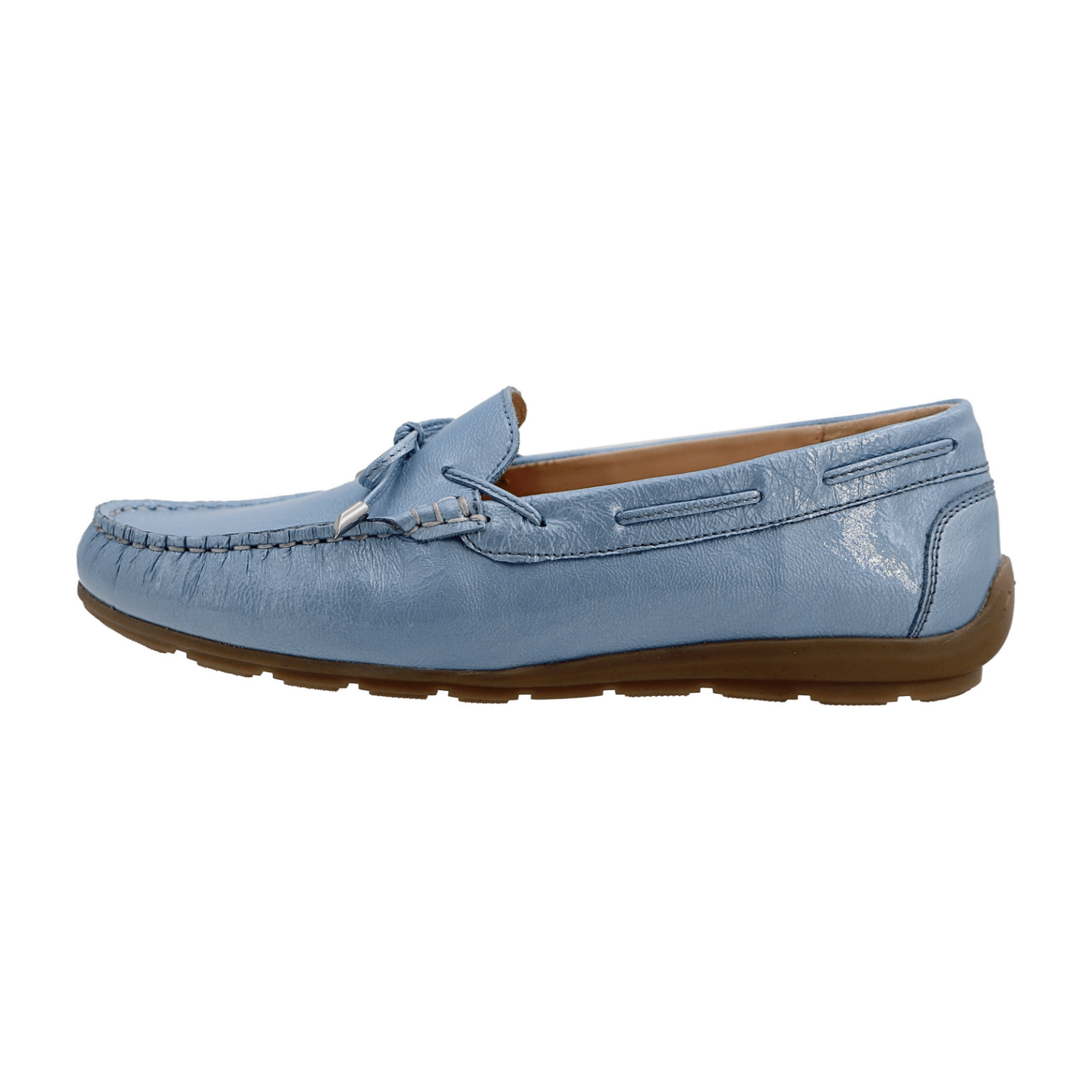 ARA Alabama Women's Slipper Moccasin in Blue Patent Leather with Leather Lining and Polyurethane Sole