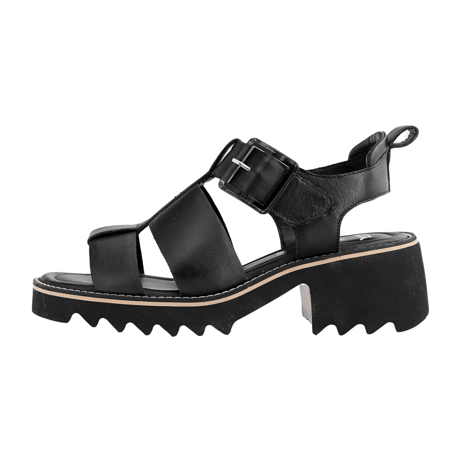 ARA Paris Women's Classic Sandal in Black Smooth Leather with Hook-and-Loop Fastening
