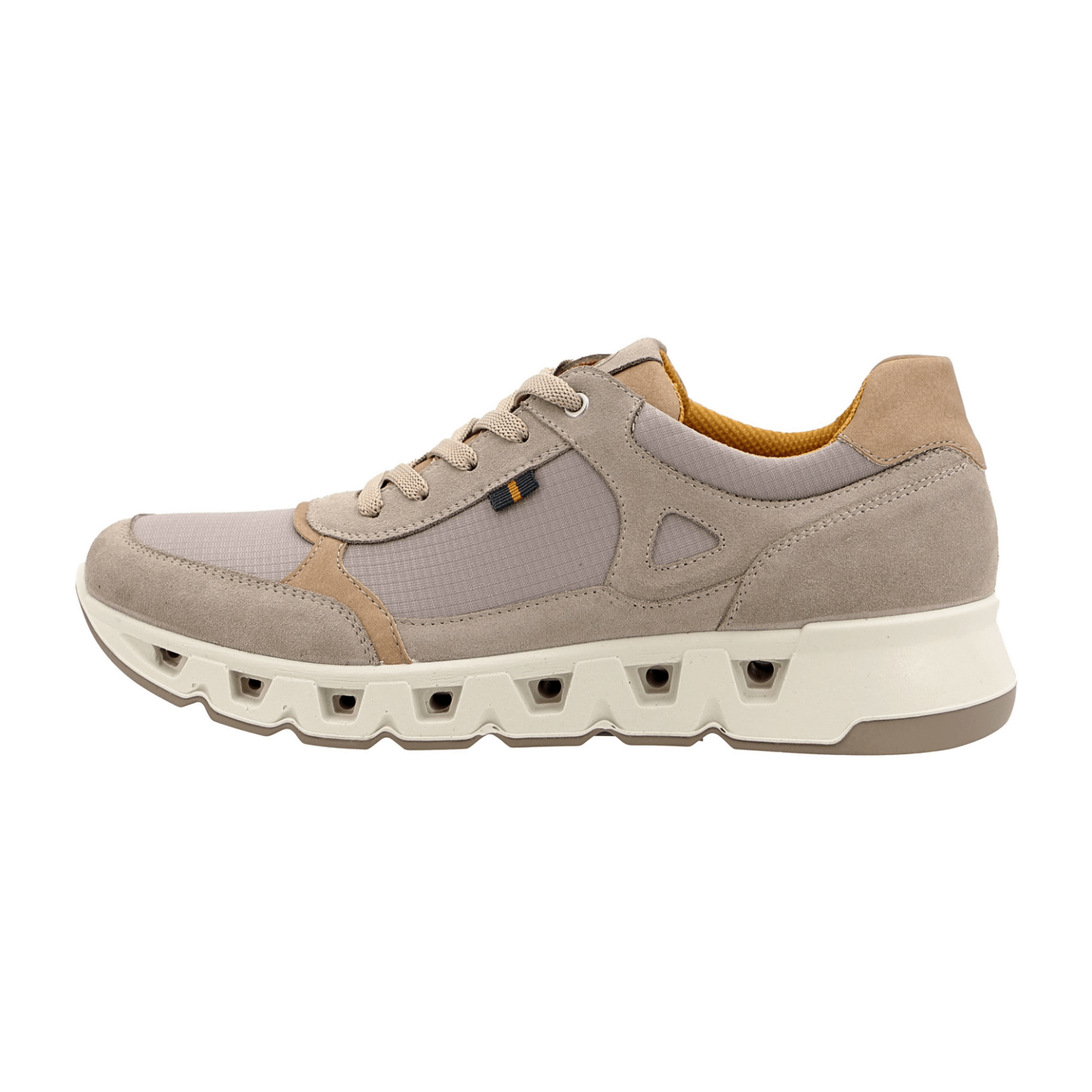 ARA Molveno Men's Beige Smooth Leather Lace-Up Sneakers