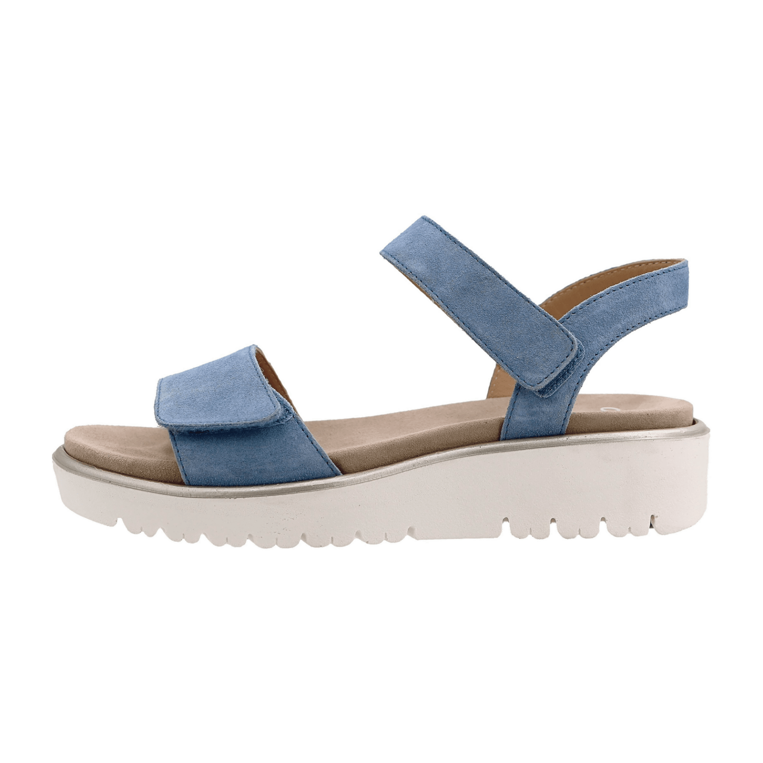 ARA Bilbao Women's Sandalette, Suede Leather, Hook-and-Loop Closure, Classic Style, Blue